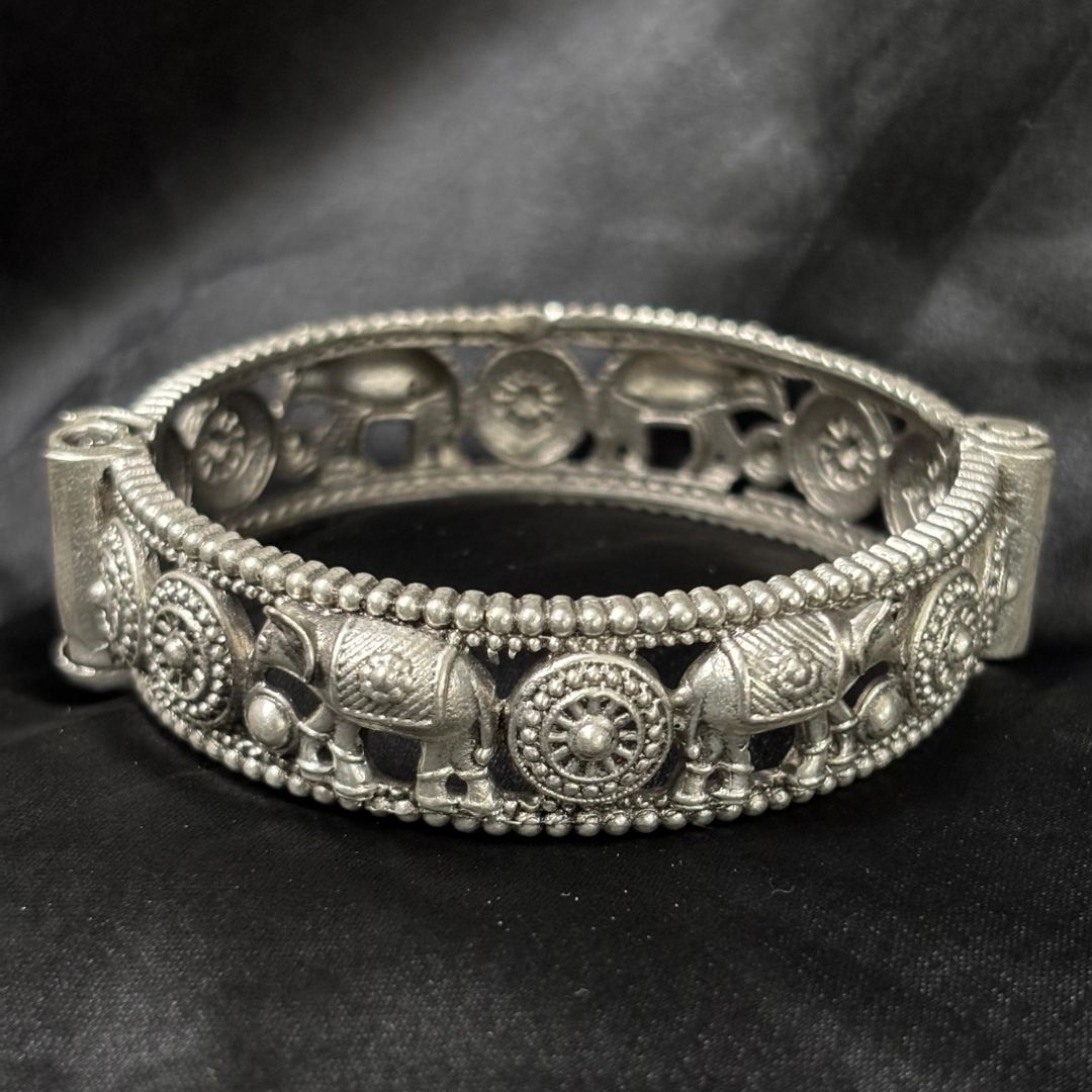 Vintage Elephant Oxidized Antique Statement Bangle