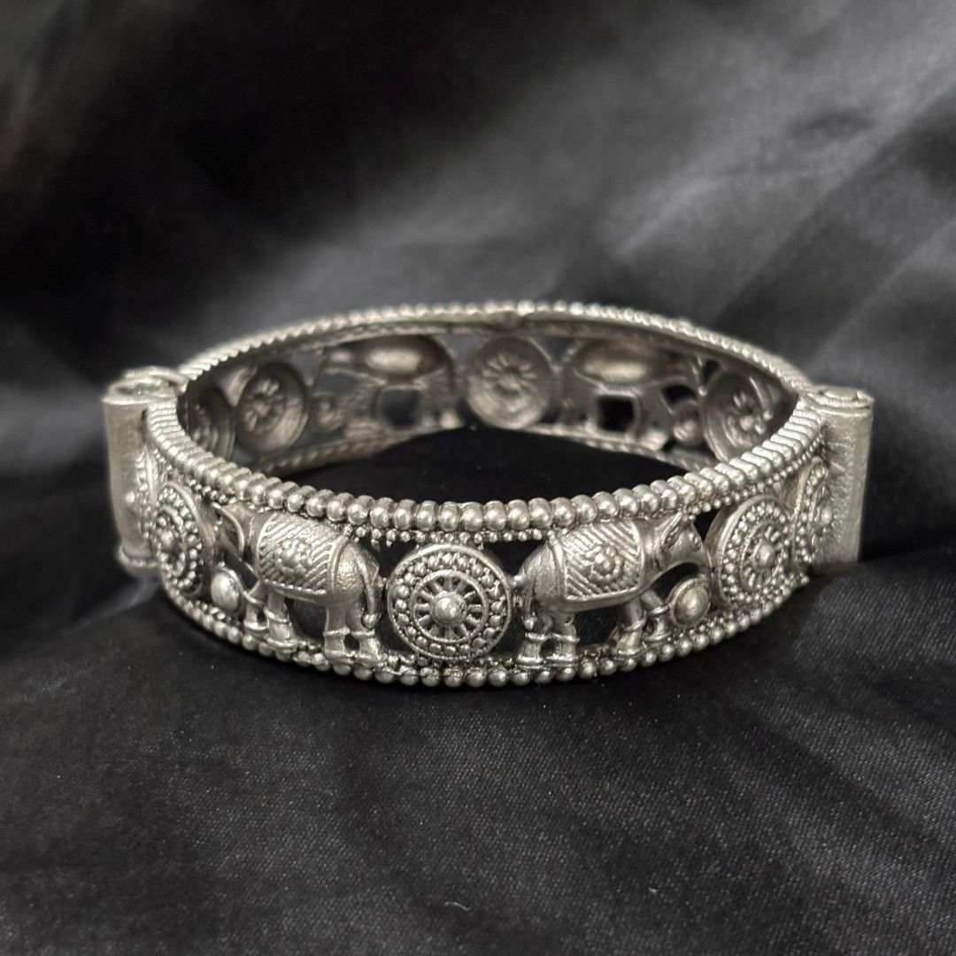Vintage Elephant Oxidized Antique Statement Bangle