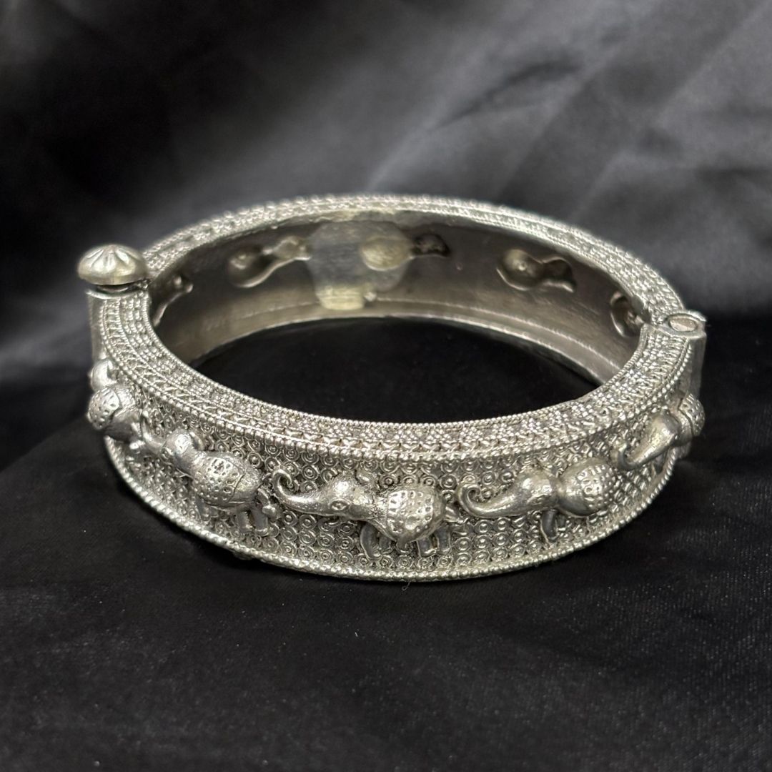 Vintage Elephant Oxidized Antique Statement Bangle