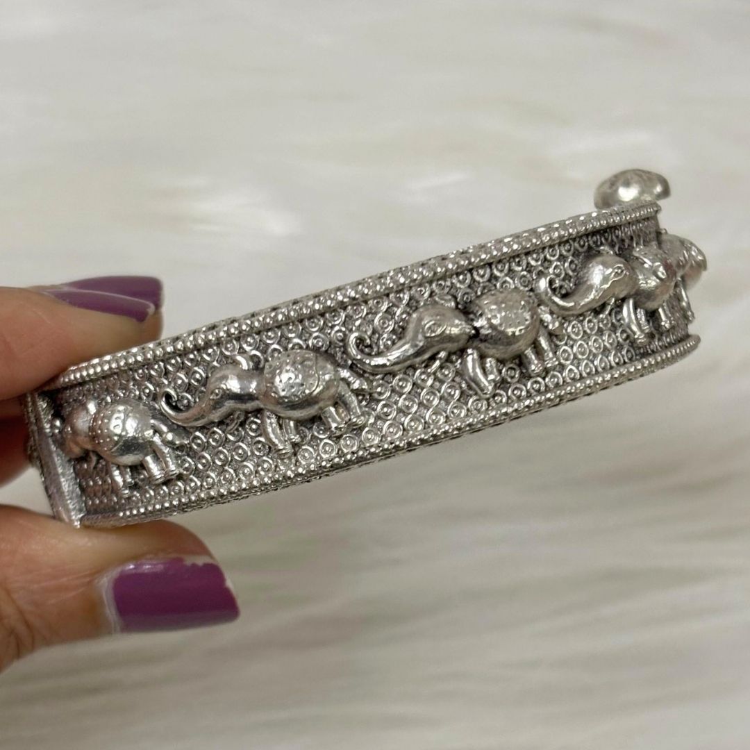 Vintage Elephant Oxidized Antique Statement Bangle