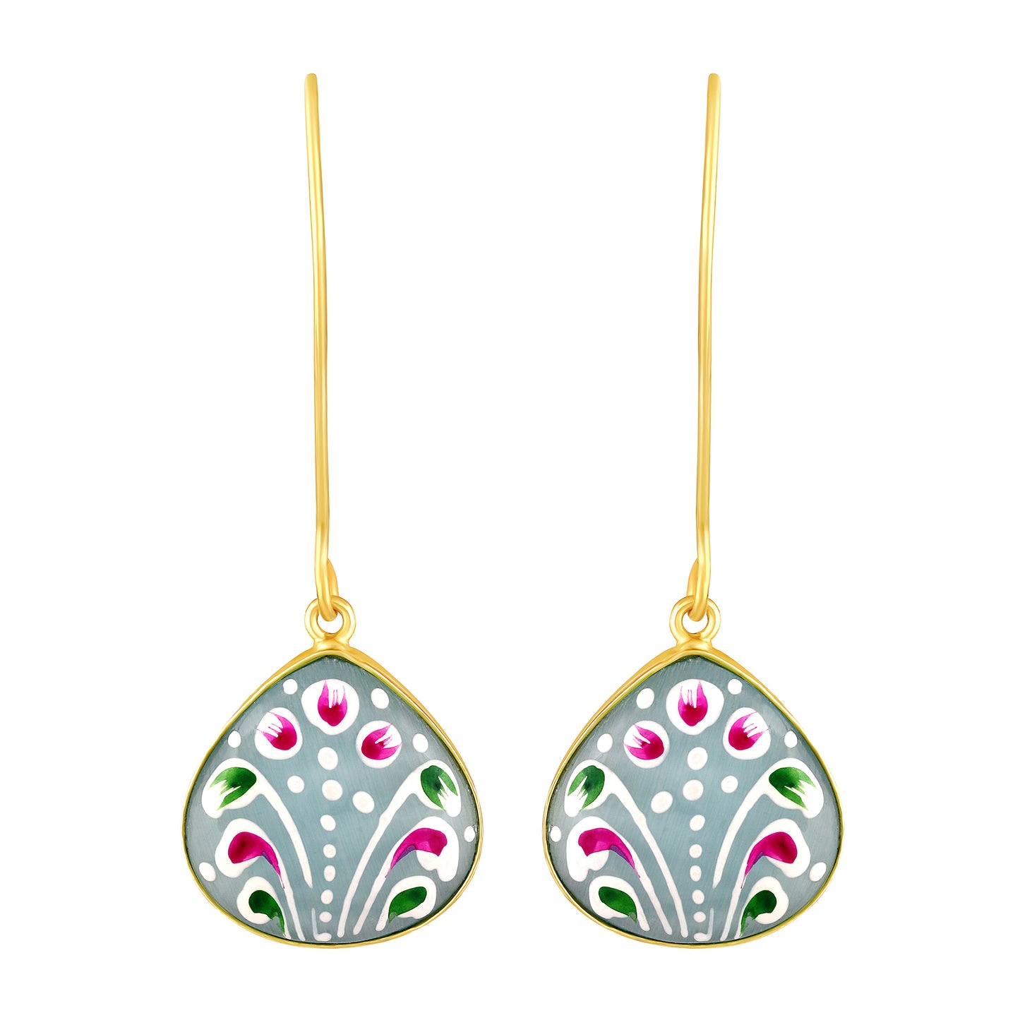 BDiva A Splash of Color Hand-Painted Enamel Drop 18K Gold Plated Earrings