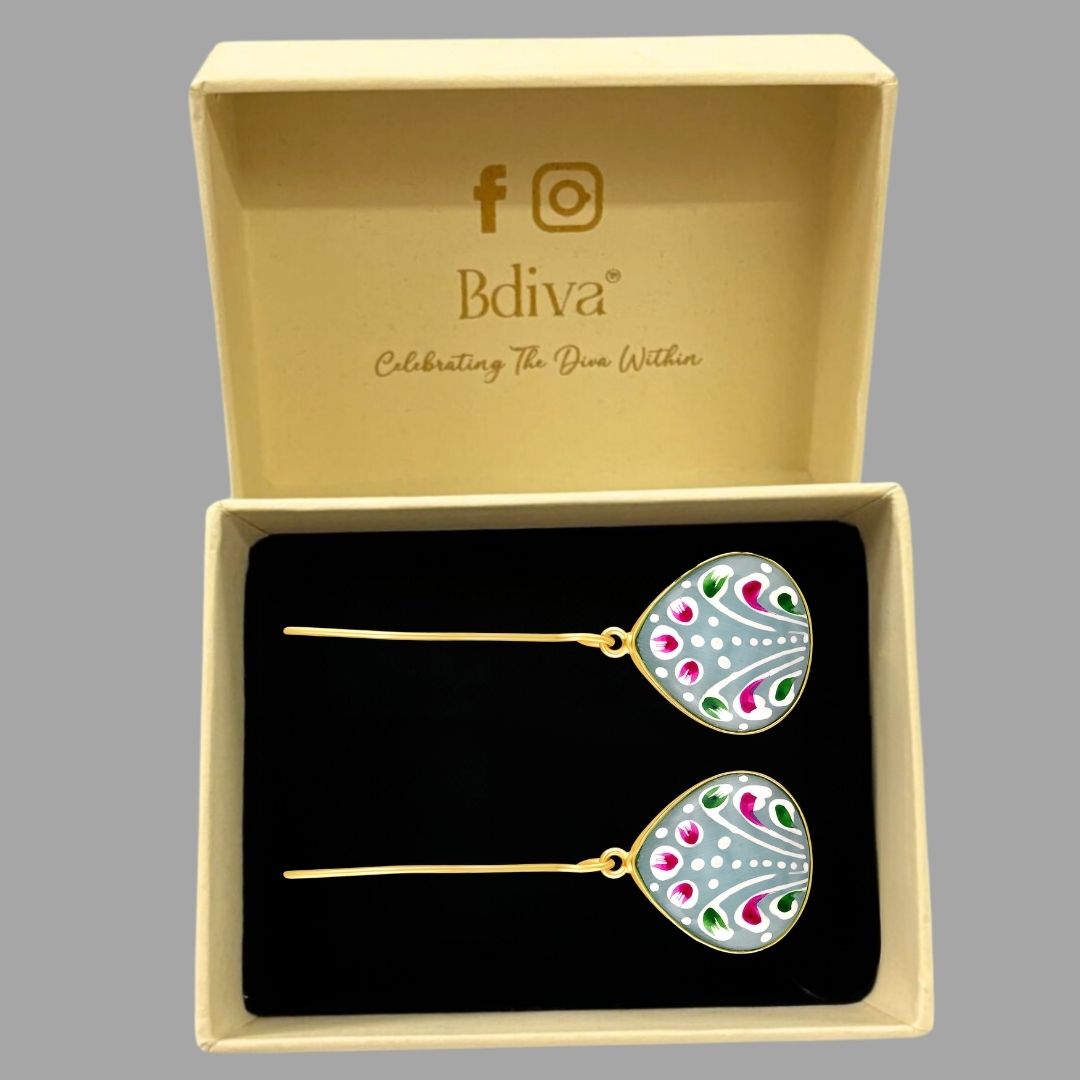 BDiva A Splash of Color Hand-Painted Enamel Drop 18K Gold Plated Earrings