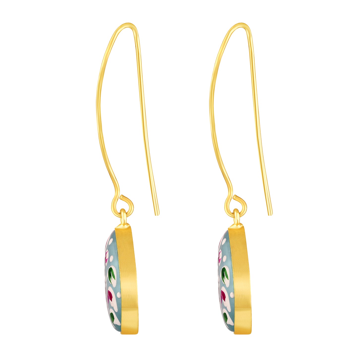 BDiva A Splash of Color Hand-Painted Enamel Drop 18K Gold Plated Earrings