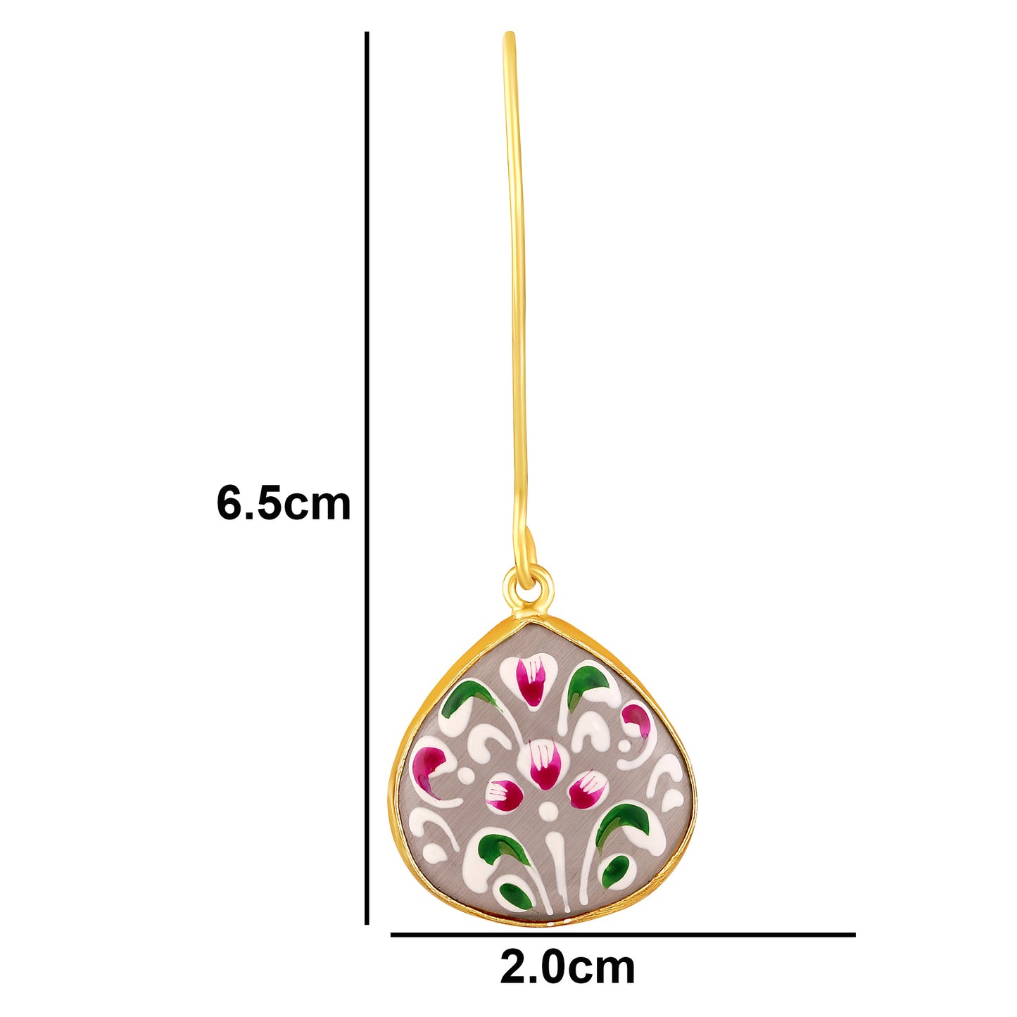 BDiva Artistic Charms Hand-Painted Floral Enamel Drop 18K Gold Plated Earrings