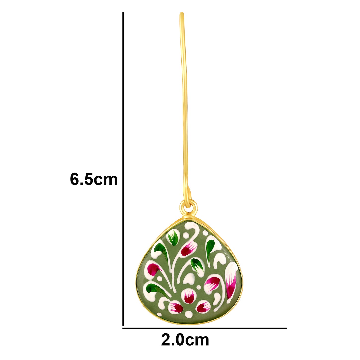BDiva Vibrant Colors Hand-Painted Floral Drop 18K Gold Plated Earrings