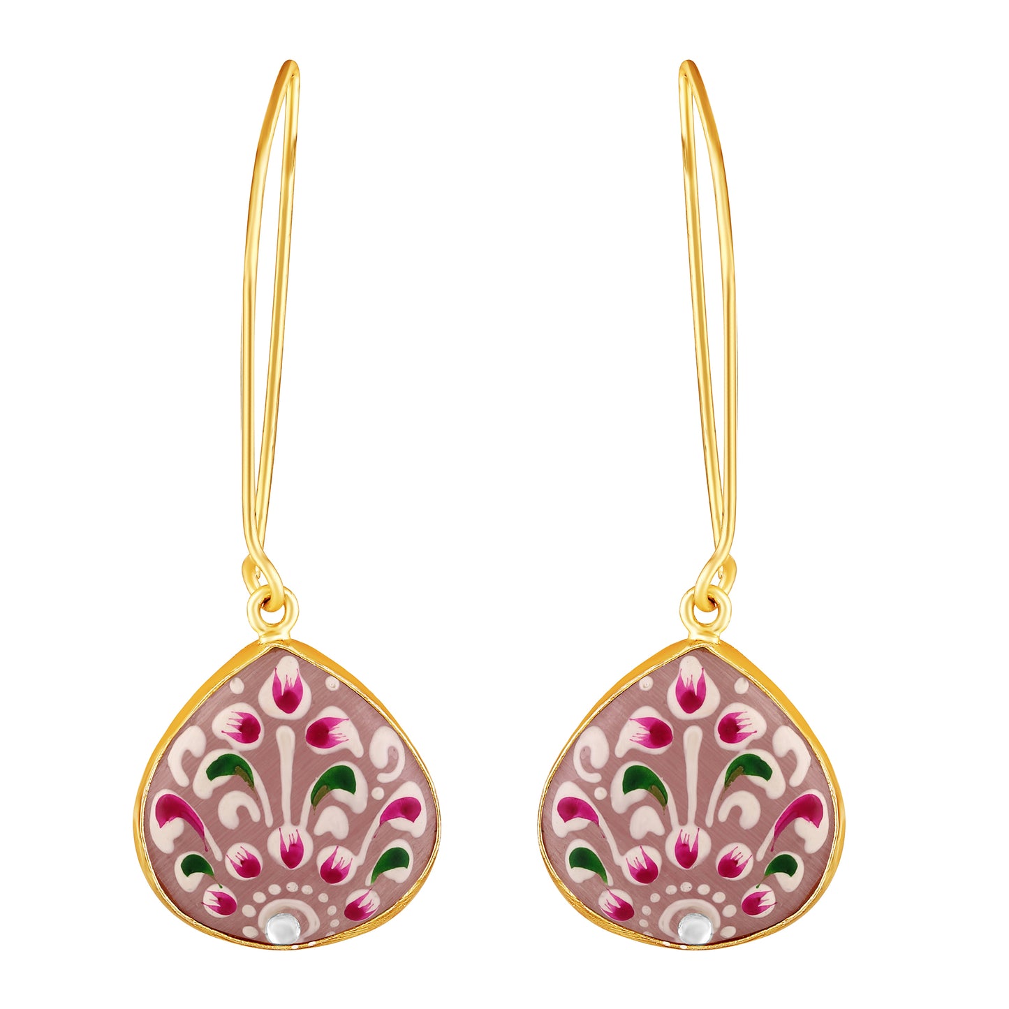 BDiva A Pop of Color Hand-Painted Enamel Drop 18K Gold Plated Earrings