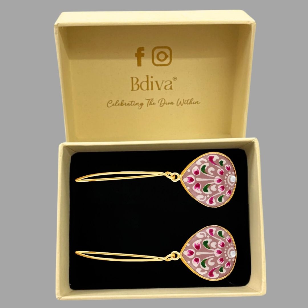 BDiva A Pop of Color Hand-Painted Enamel Drop 18K Gold Plated Earrings