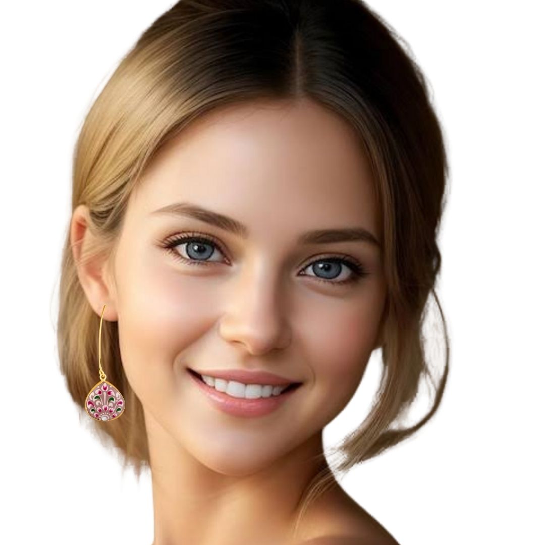 BDiva A Pop of Color Hand-Painted Enamel Drop 18K Gold Plated Earrings