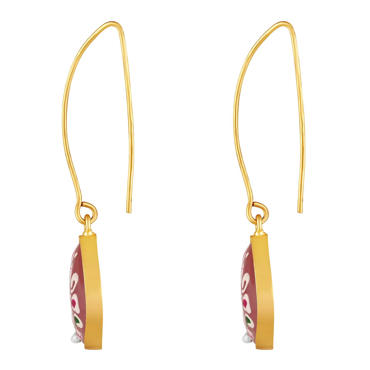 BDiva A Pop of Color Hand-Painted Enamel Drop 18K Gold Plated Earrings