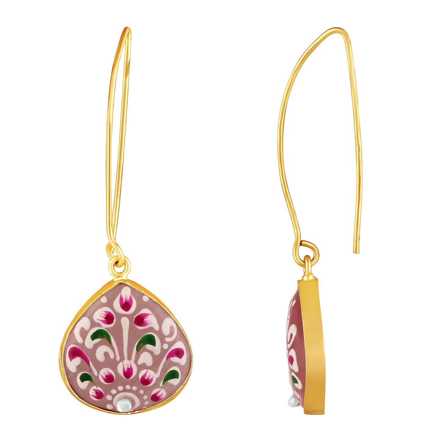 BDiva A Pop of Color Hand-Painted Enamel Drop 18K Gold Plated Earrings