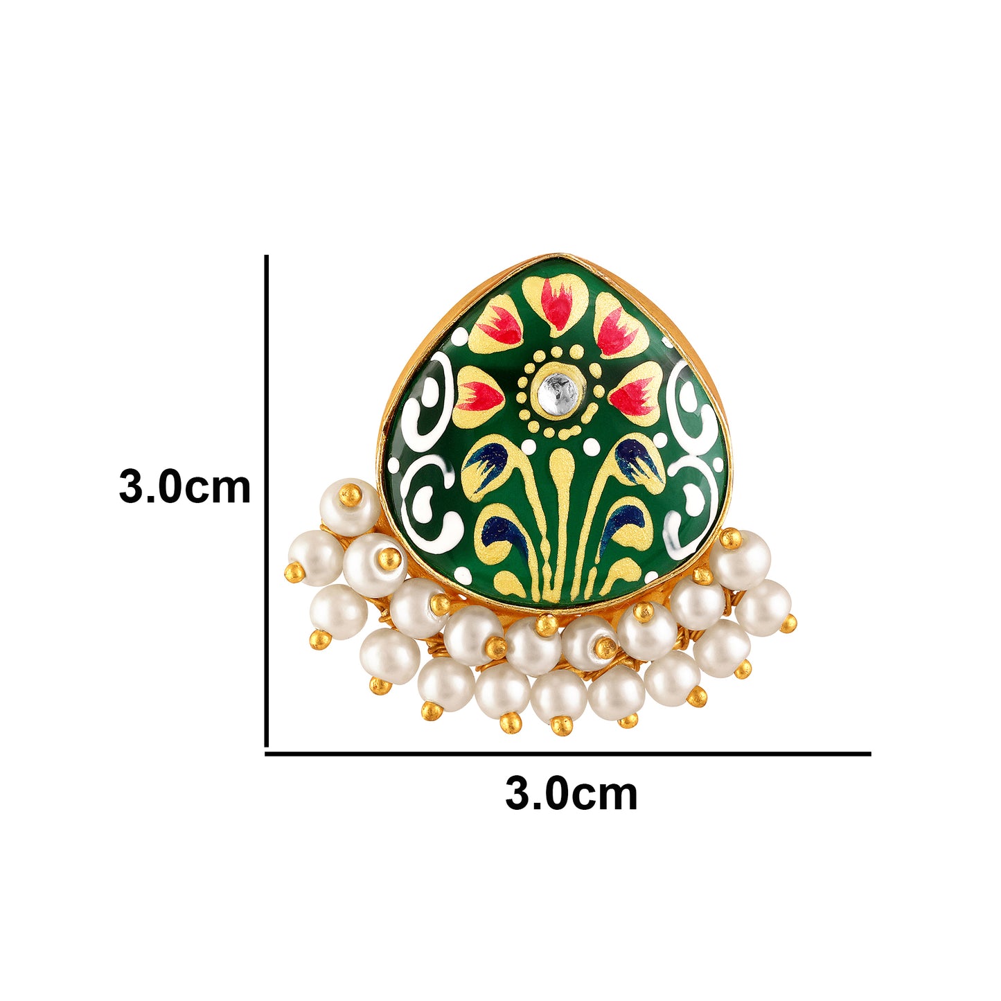 BDiva 18K Gold Plated Green Enamel and Pearl Cluster Earrings with a Tradition Meets Modern Glamour.