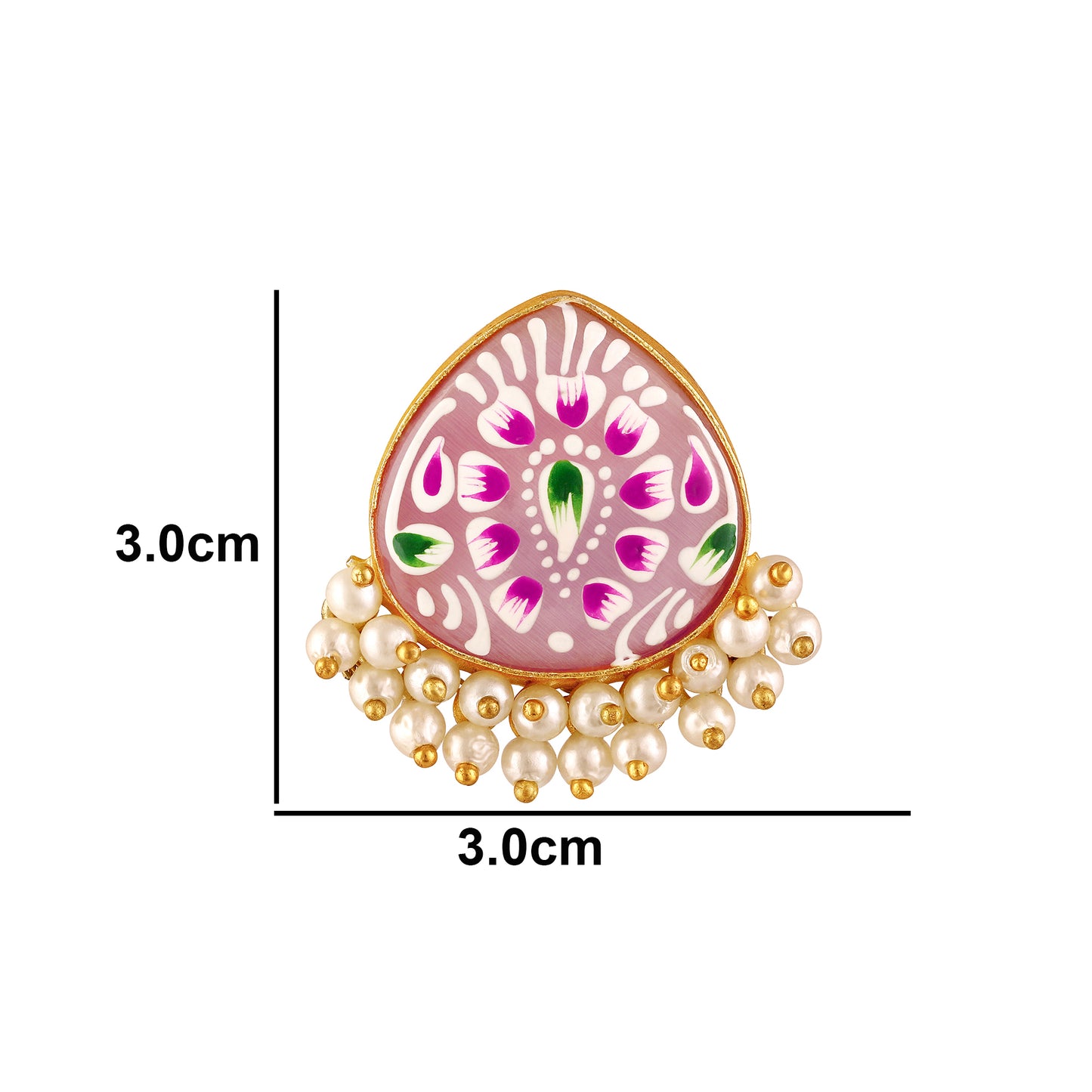 BDiva 18K Gold Plated Pastel Pink Enamel and Pearl Cluster Earrings with a Subtle Touch of Tradition