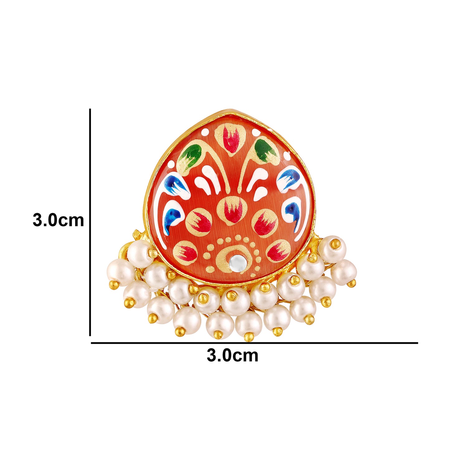 BDiva 18K Gold Plated Orange Enamel and Pearl Cluster Earrings with a Traditional Twist