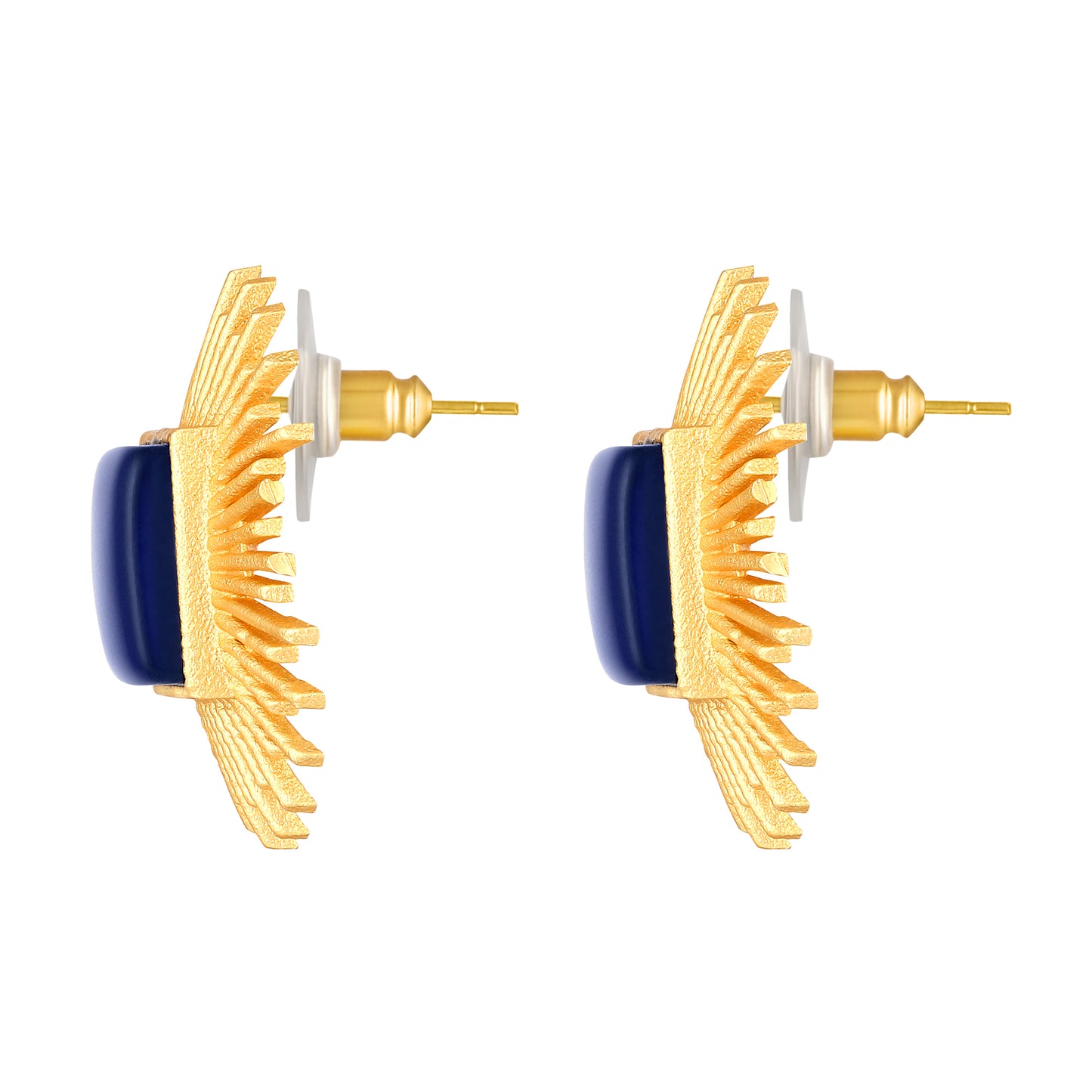 Bdiva 18K Gold Plated Blue Sapphire Stud Earrings.