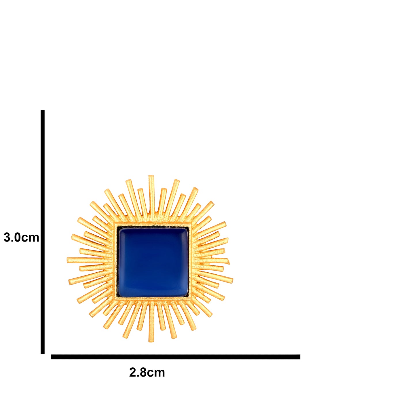 Bdiva 18K Gold Plated Blue Sapphire Stud Earrings.