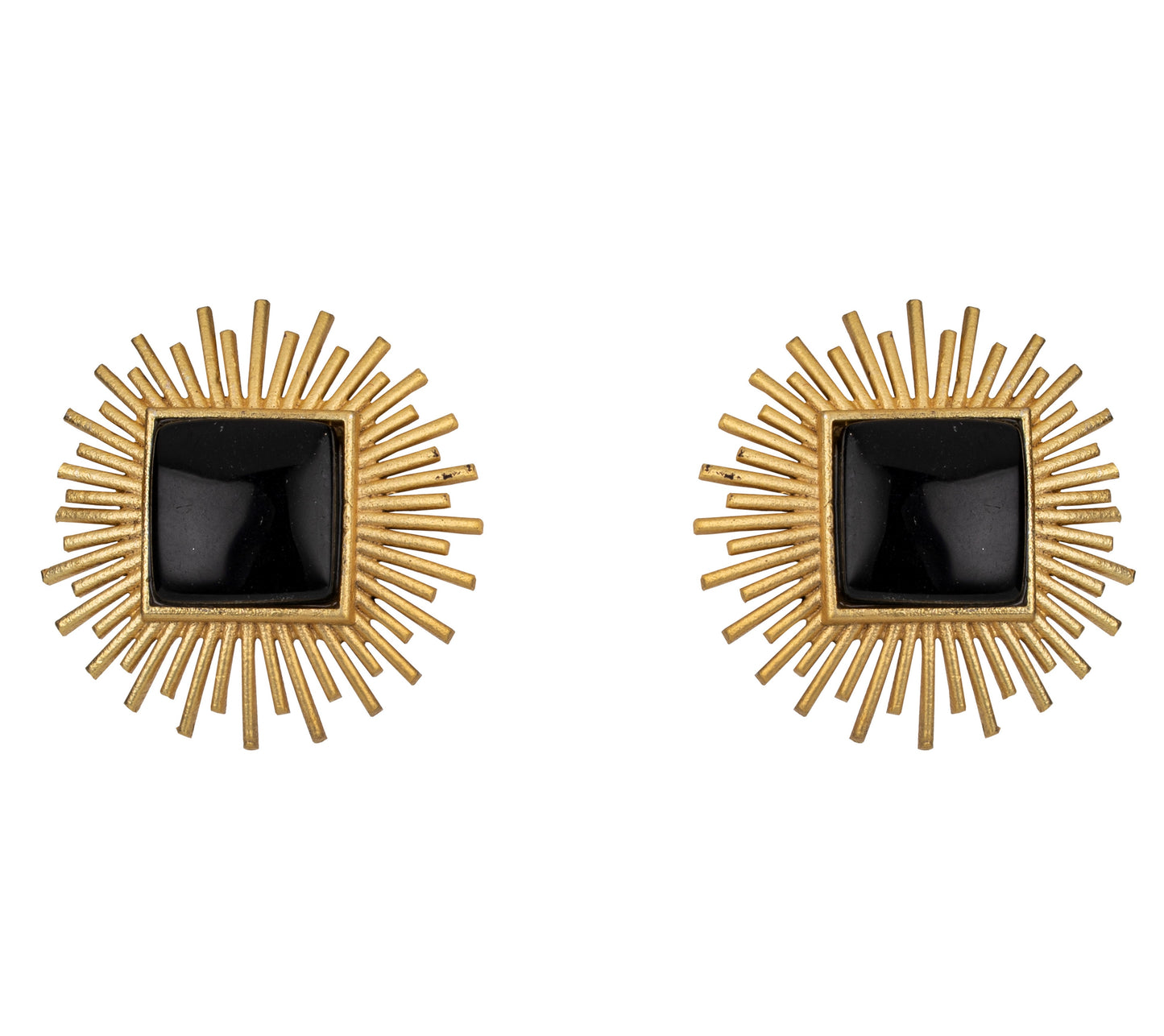 Bdiva 18K Gold Plated Black Tourmaline Stud Earrings.