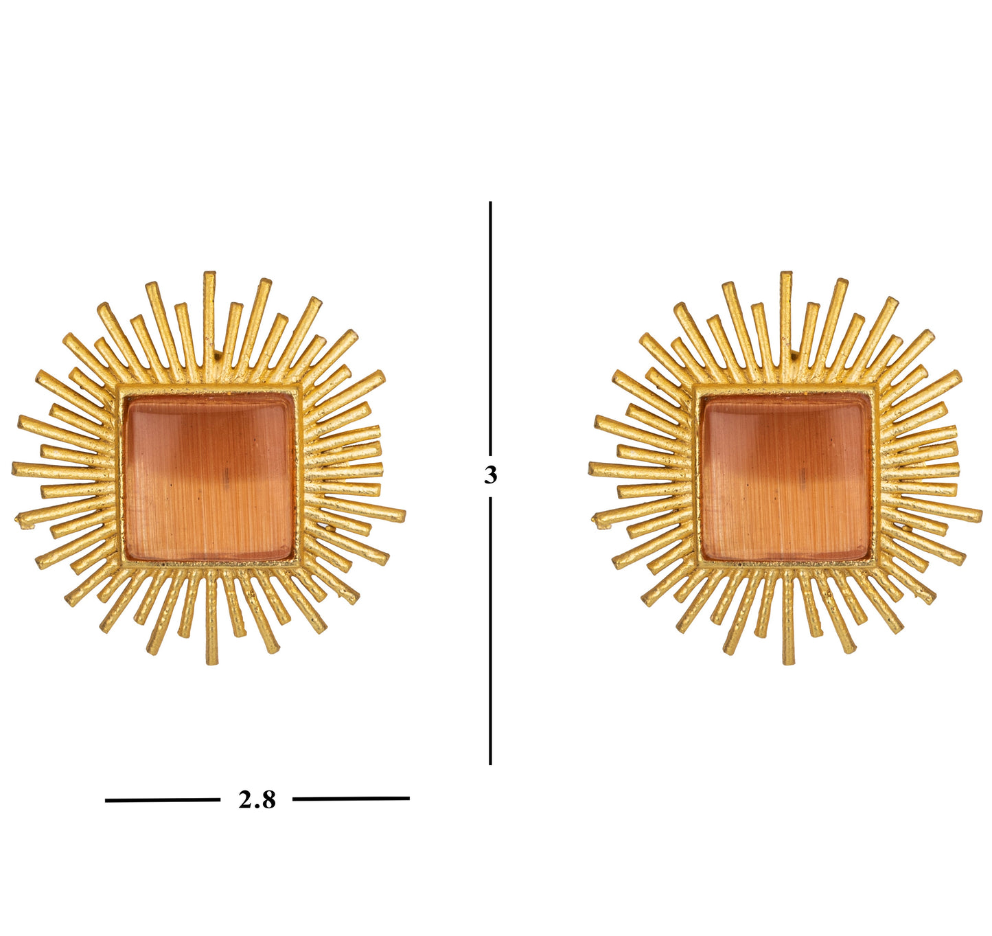 Bdiva 18K Gold Plated Orange Sapphire Stud Earrings.