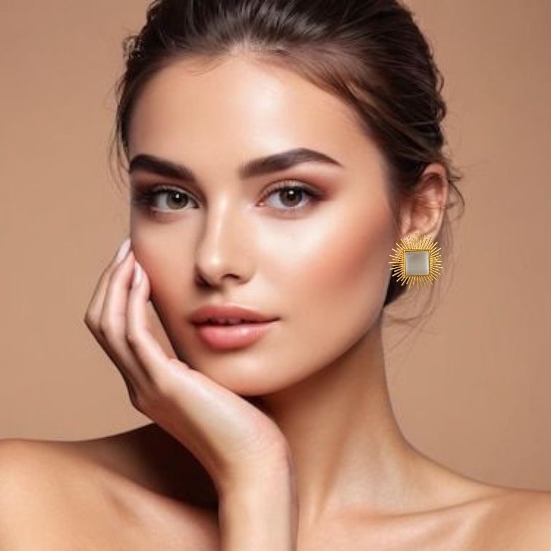 Bdiva 18K Gold Plated White Coral Stud Earrings.