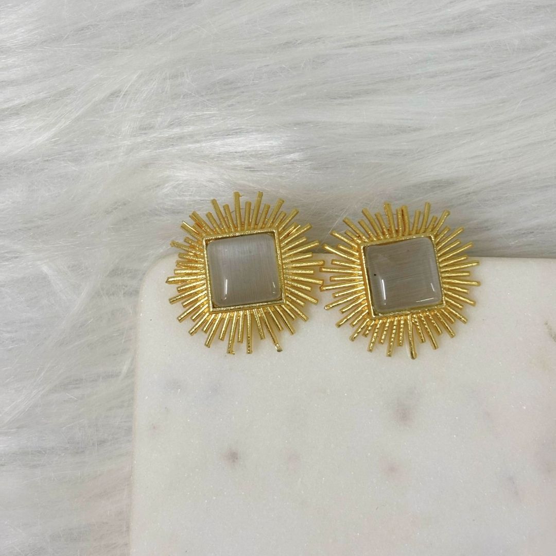 Bdiva 18K Gold Plated White Coral Stud Earrings.