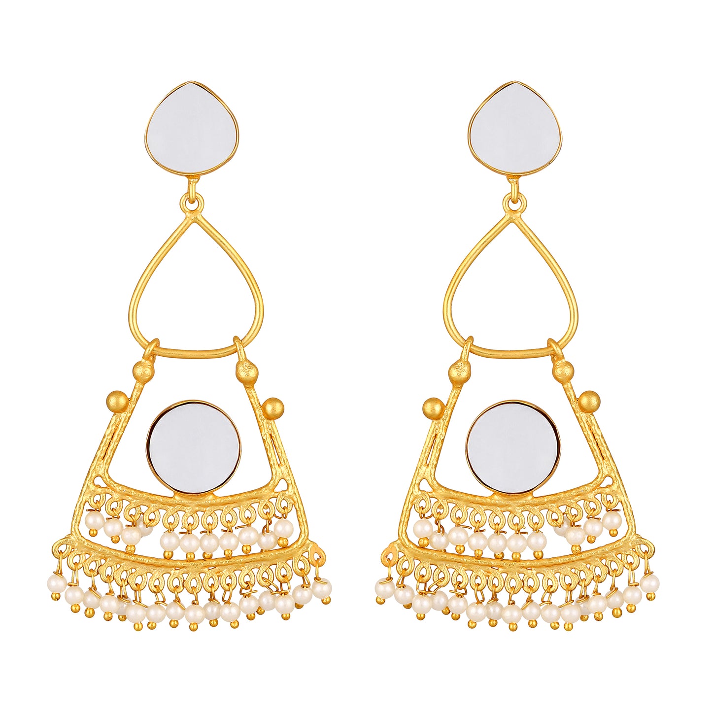 Bdiva 18K Gold Plated Mother of Pearl Eclectic Earrings.