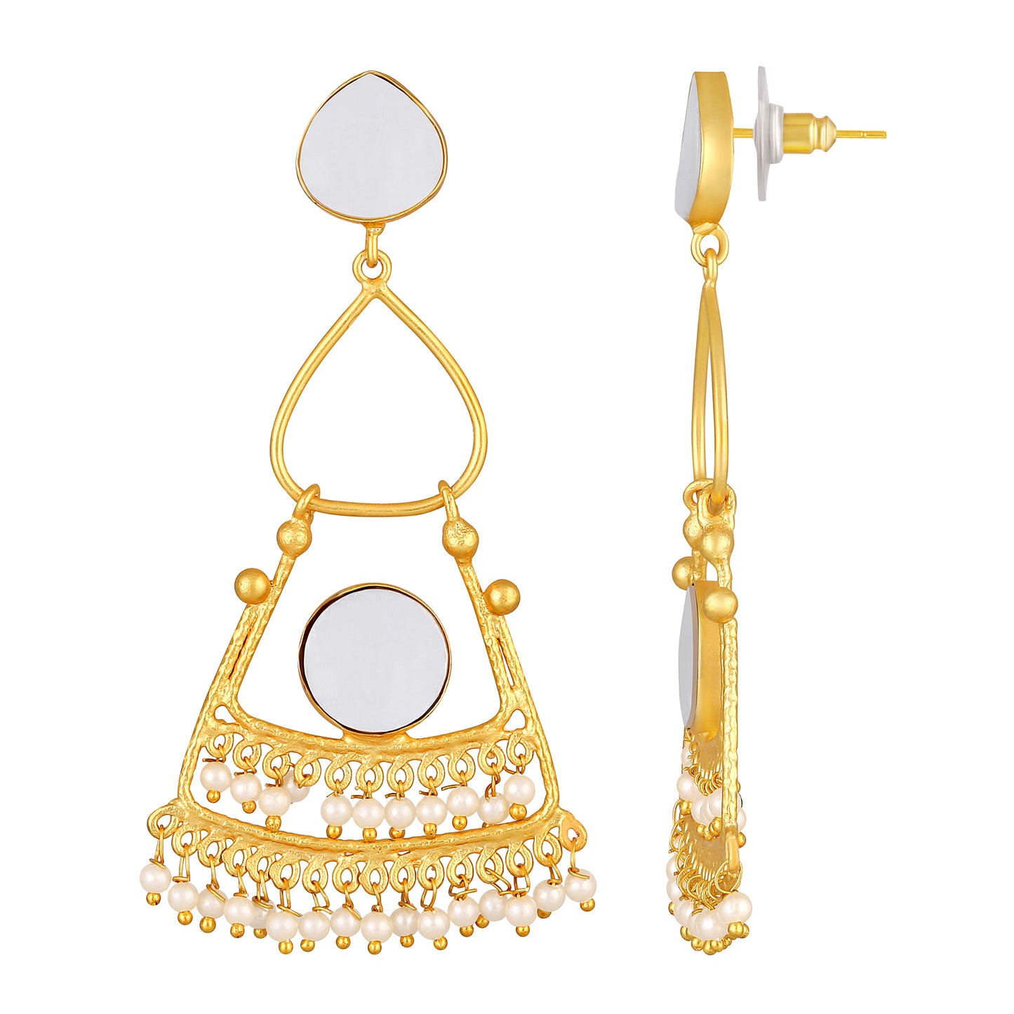 Bdiva 18K Gold Plated Mother of Pearl Eclectic Earrings.