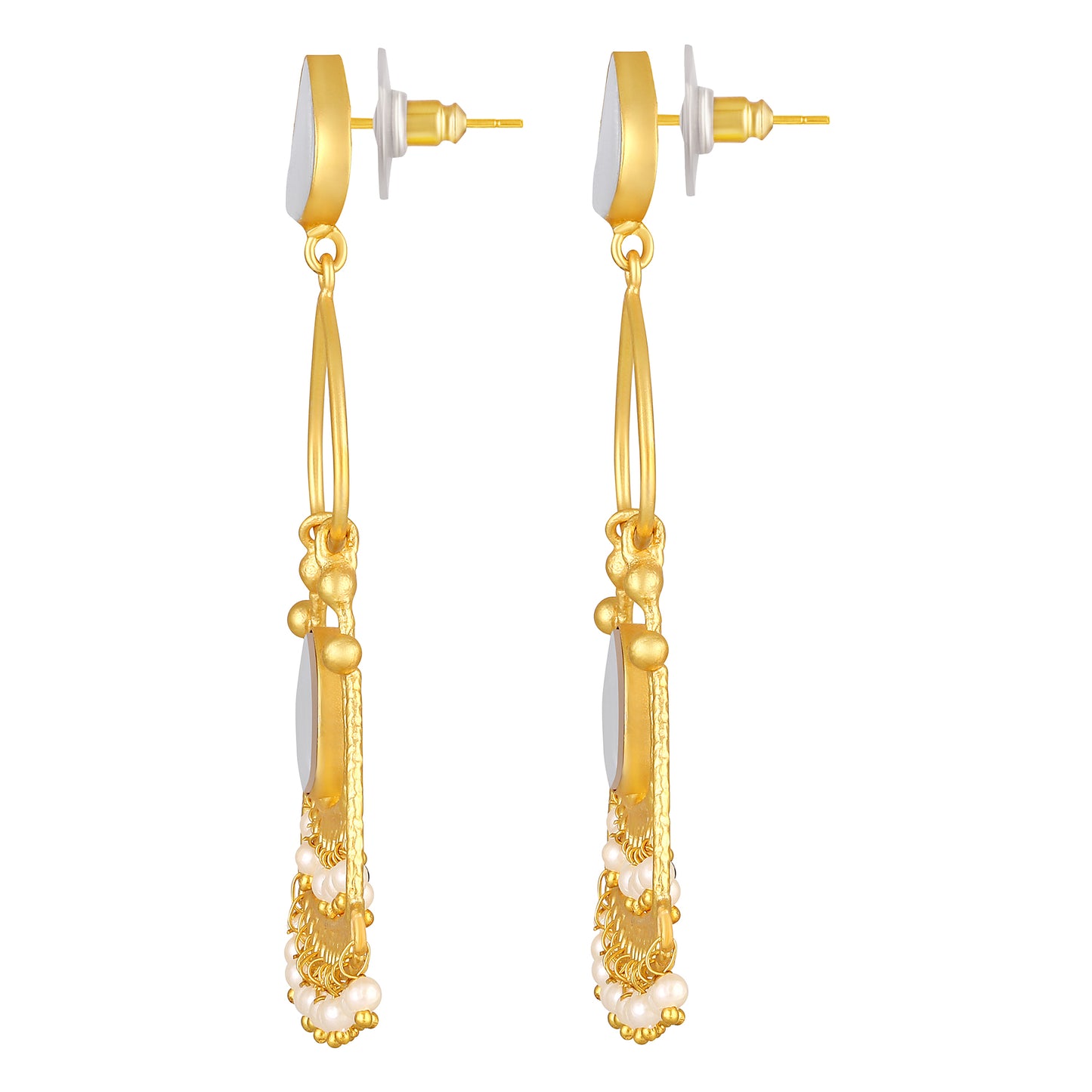 Bdiva 18K Gold Plated Mother of Pearl Eclectic Earrings.