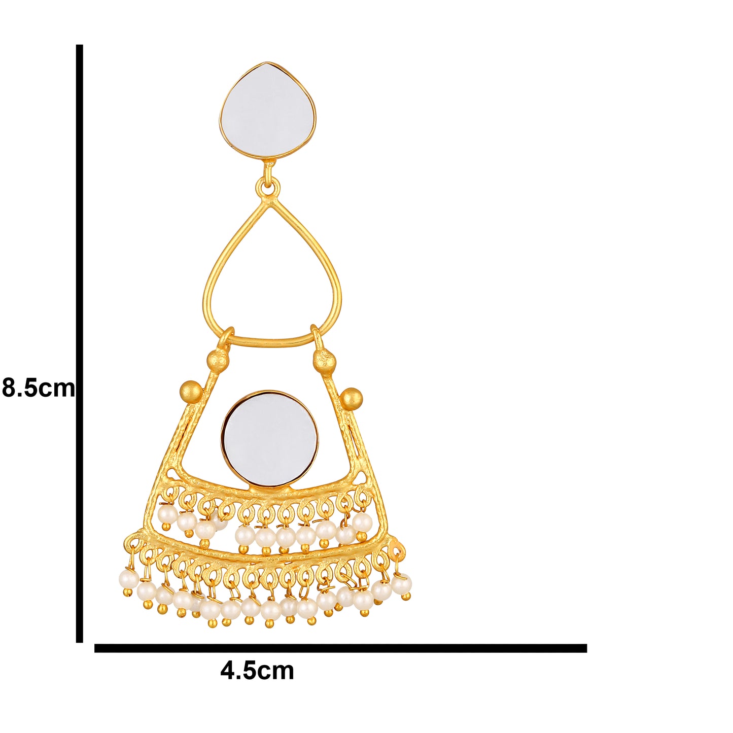 Bdiva 18K Gold Plated Mother of Pearl Eclectic Earrings.