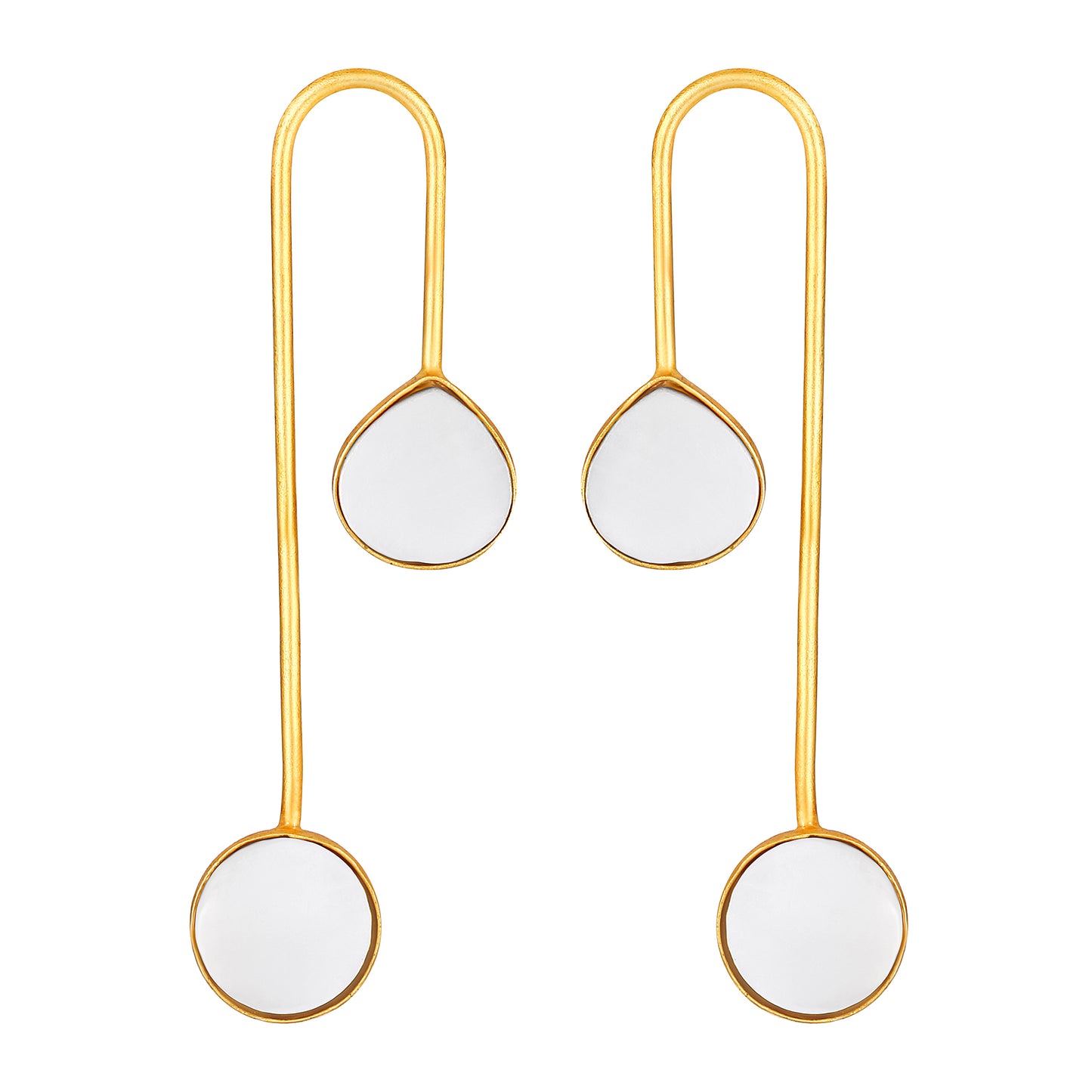 Bdiva 18K Gold Plated Intricately Carved Mother Of Pearl Earrings