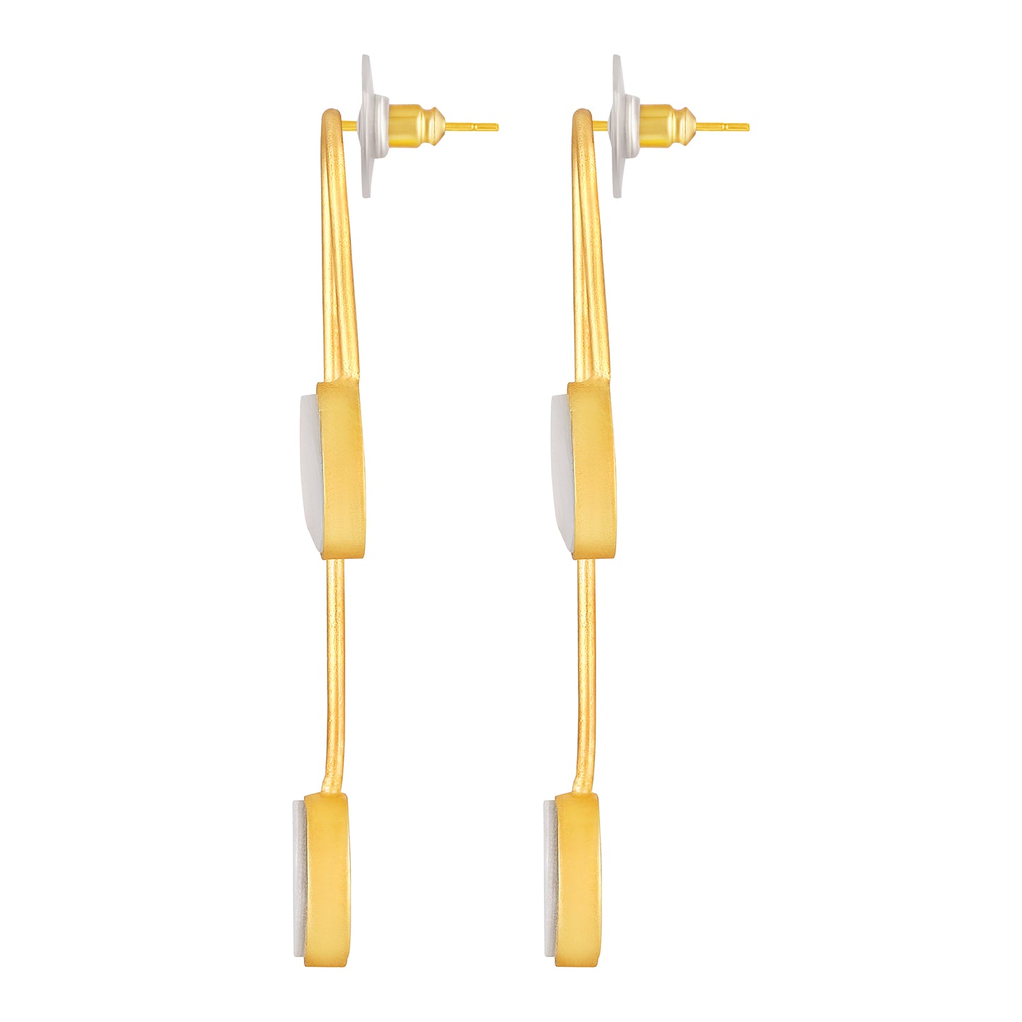 Bdiva 18K Gold Plated Intricately Carved Mother Of Pearl Earrings