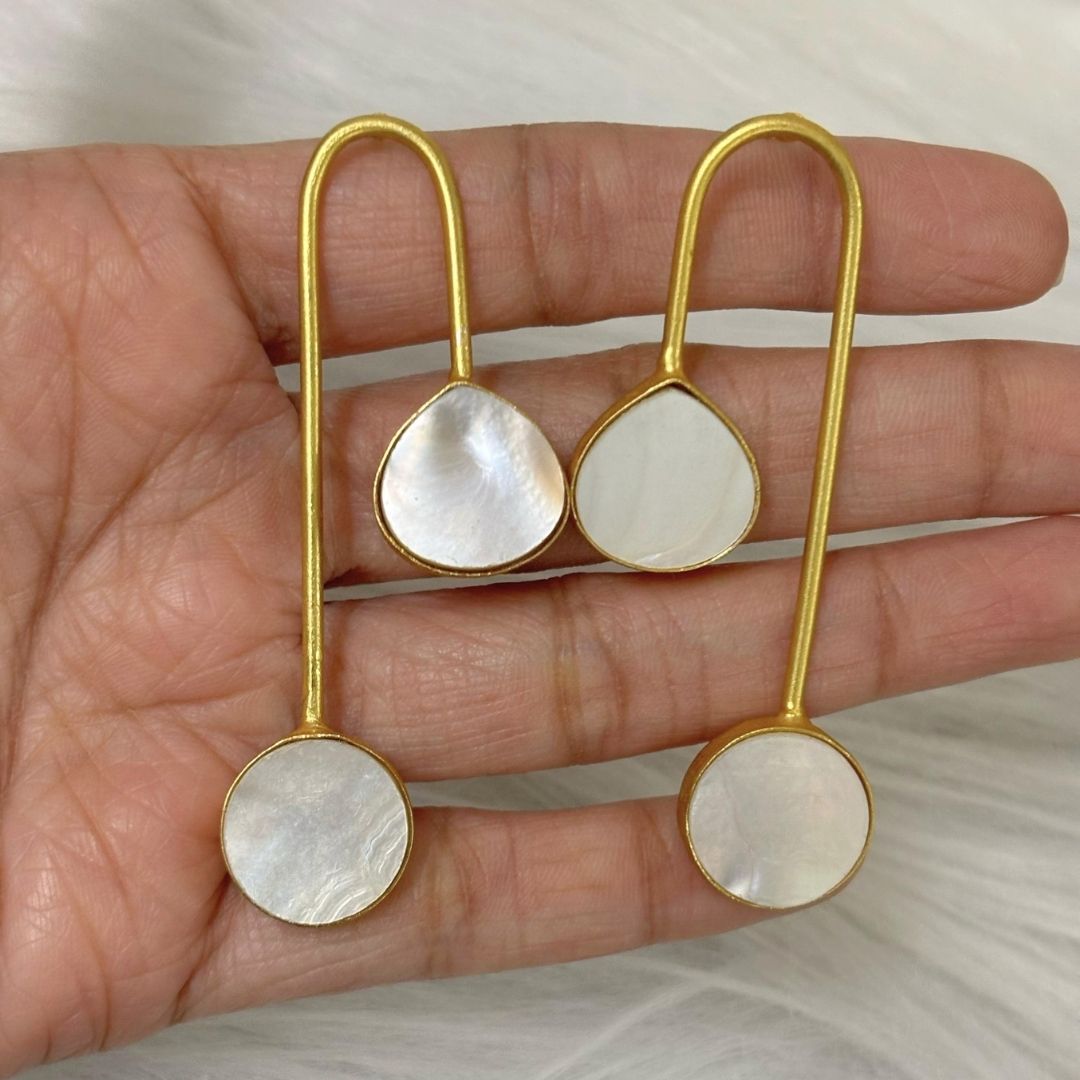 Bdiva Handcrafted 18K Gold Plated Mother of Pearl Earrings