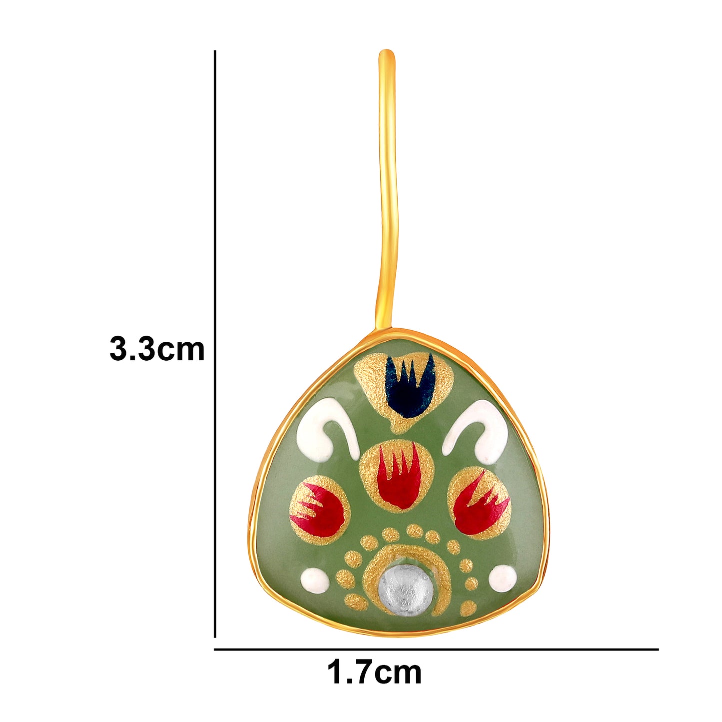BDiva 18K Gold Plated Green Enamel Drop Earrings with a Splash of Tradition with Modern Grace