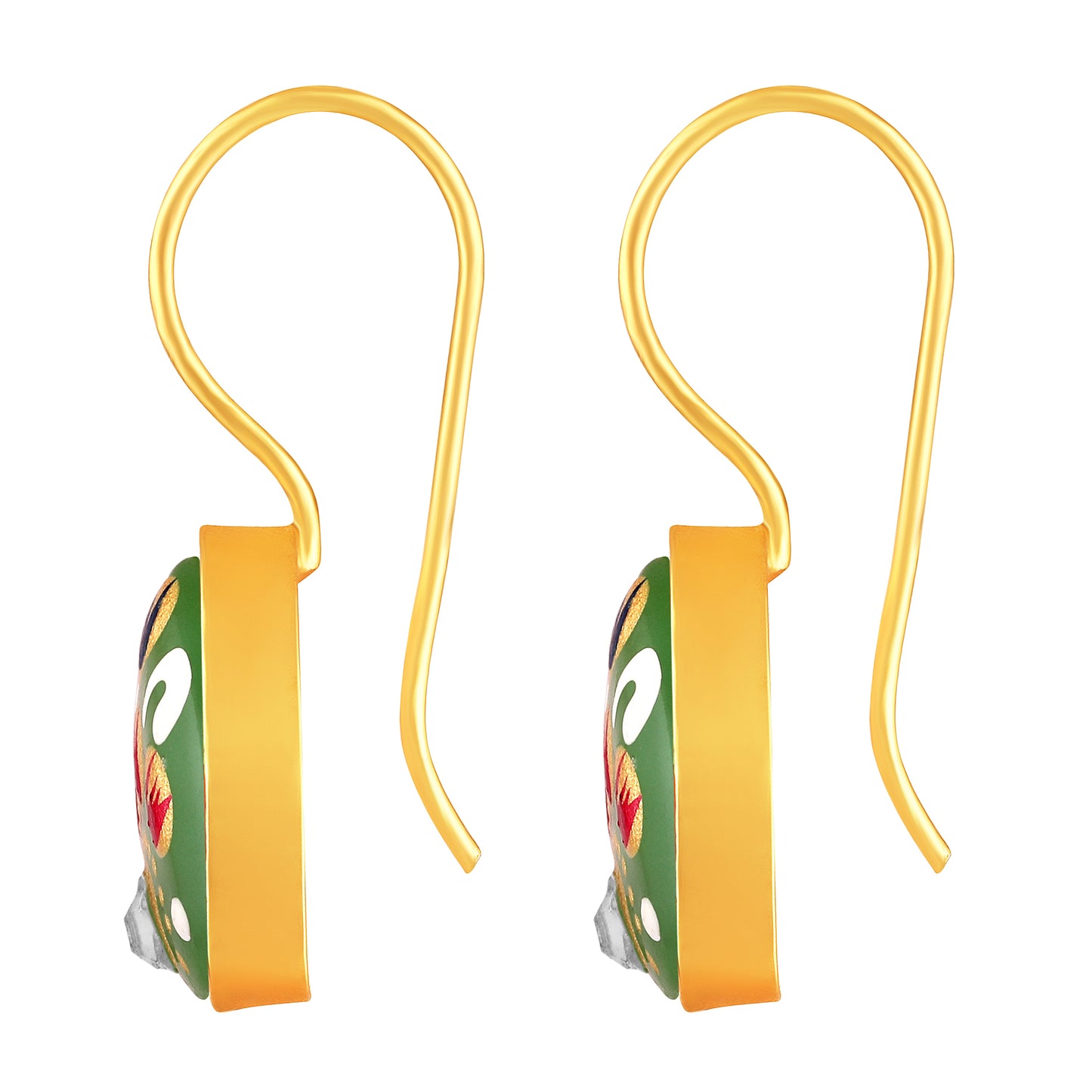 BDiva 18K Gold Plated Green Enamel Drop Earrings with a Splash of Tradition with Modern Grace