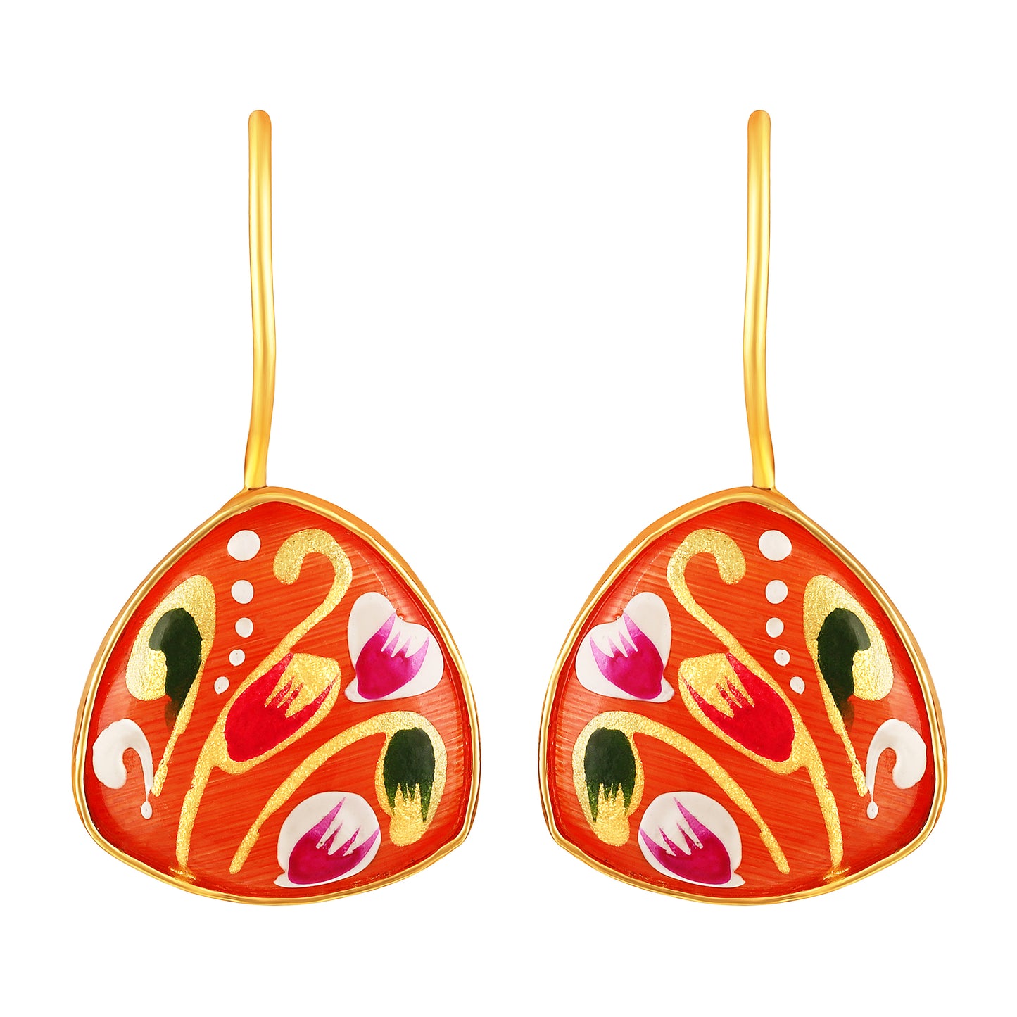 BDiva 18K Gold Plated Terracotta Enamel Drop Earrings with a Touch of Artistic Flair