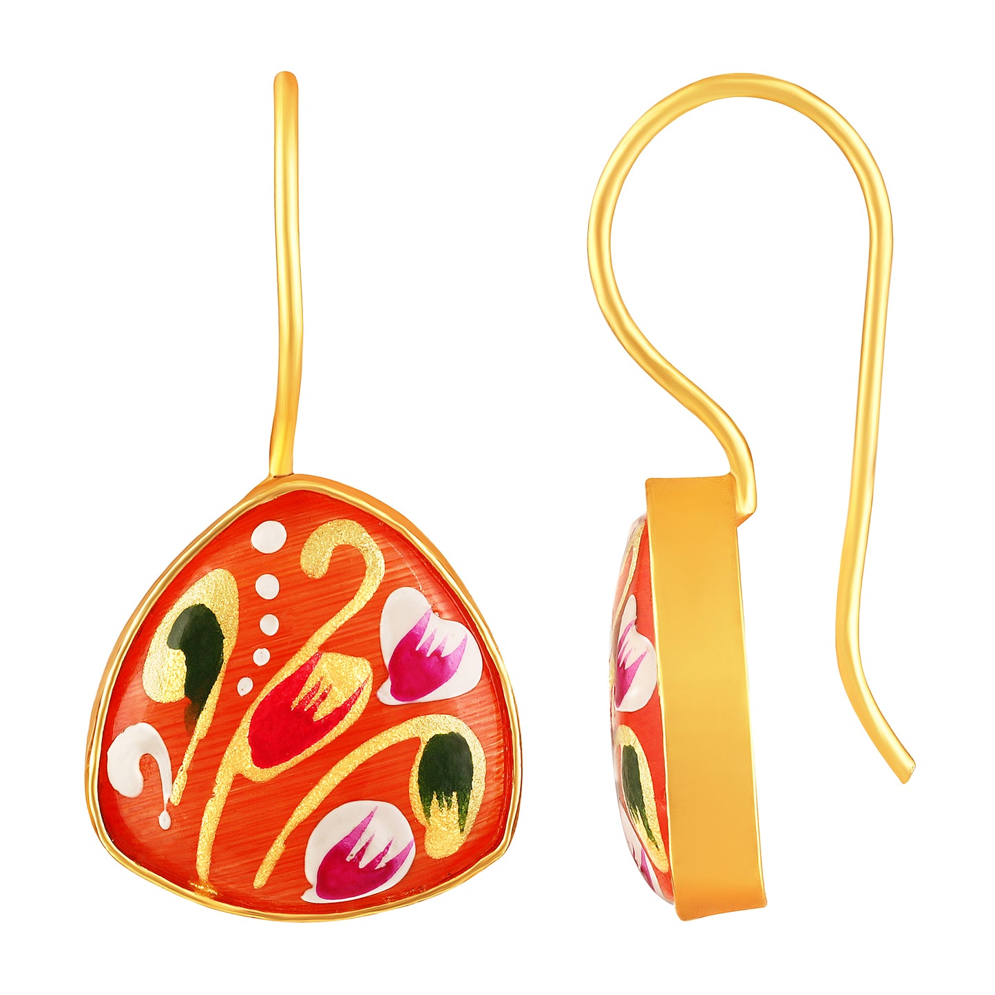 BDiva 18K Gold Plated Terracotta Enamel Drop Earrings with a Touch of Artistic Flair