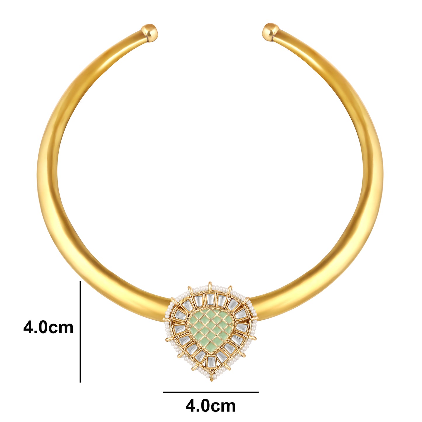 BDiva 18k Gold Plated Regal Mint Kundan Medallion Choker