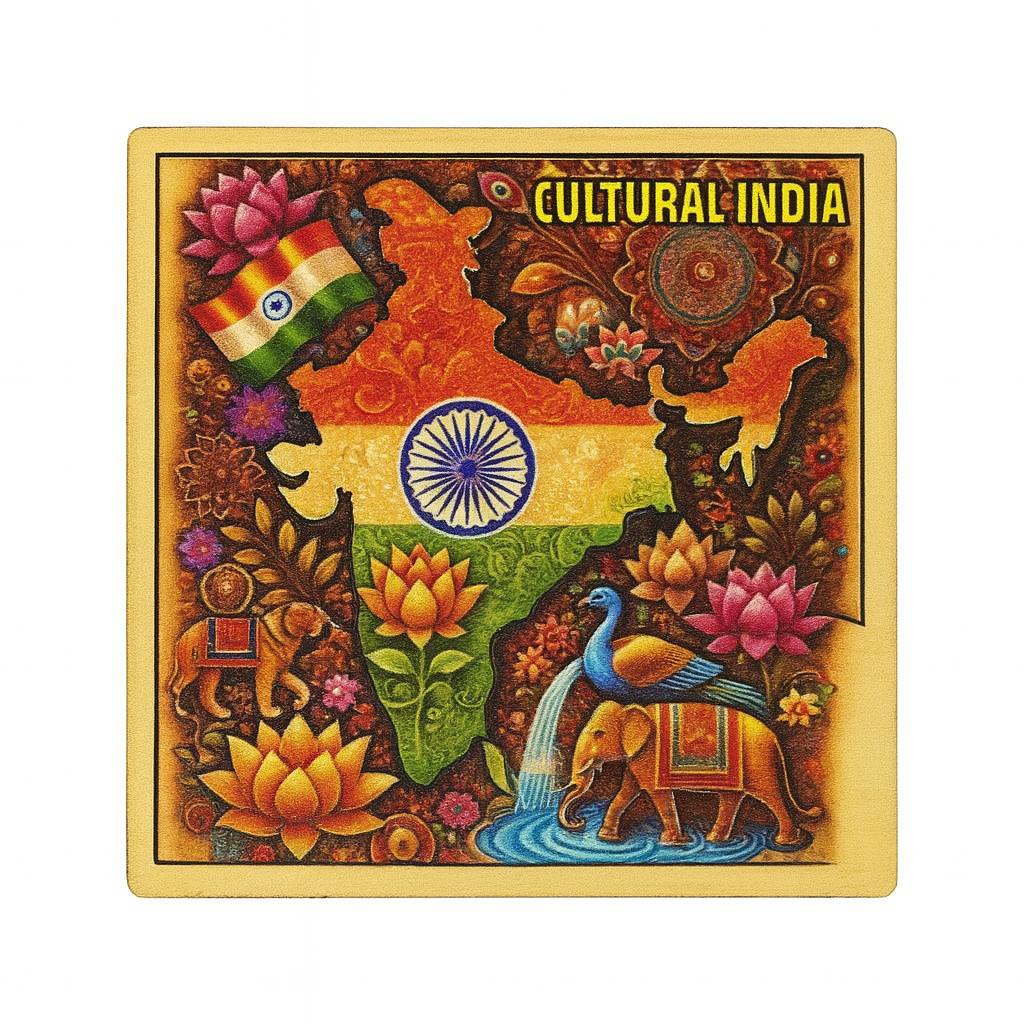 Vibrant India: Cultural Heritage Souvenir Wooden Fridge Magnet