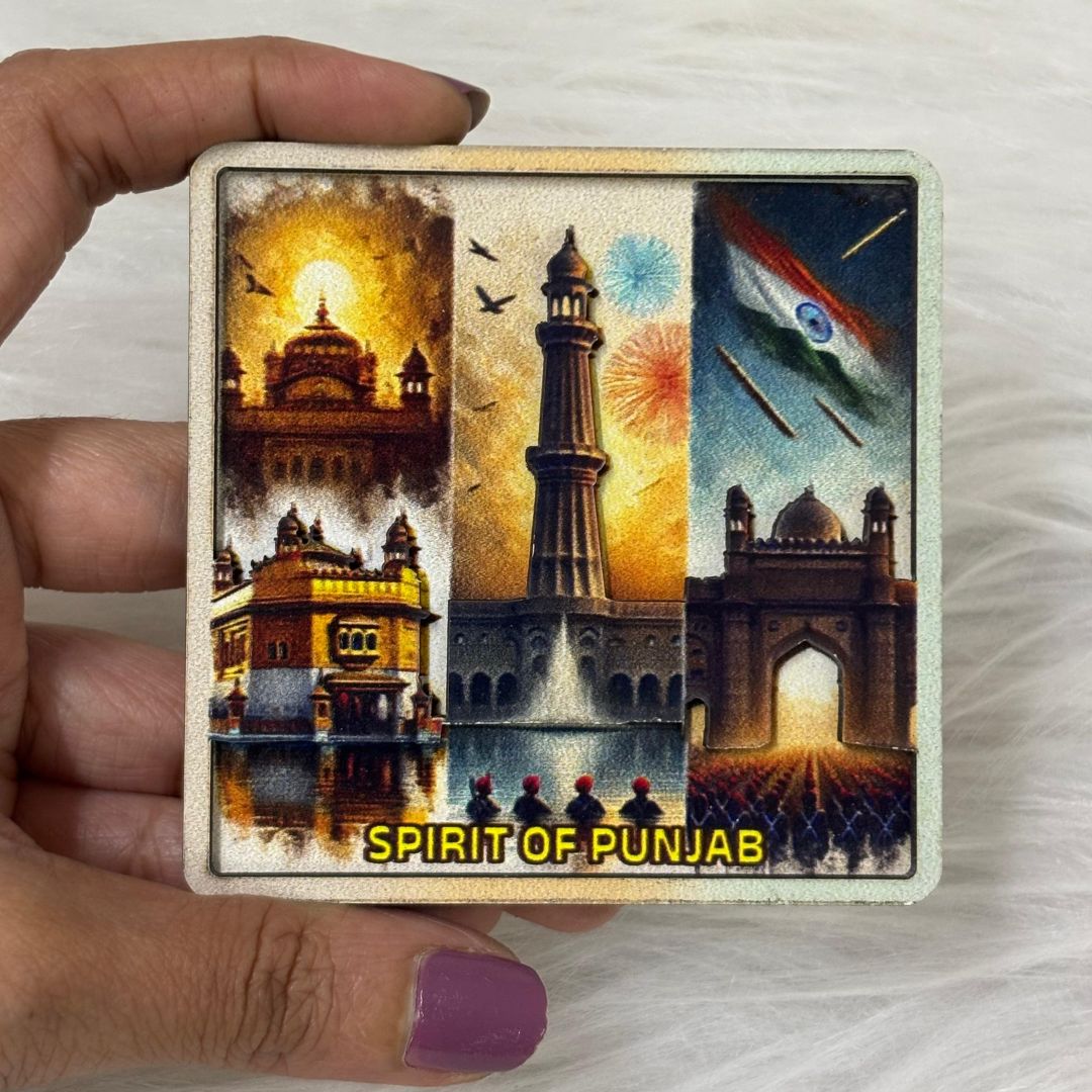 Spirit of Punjab: Heritage, Valor & Vibrance — Souvenir Wooden Fridge Magnet