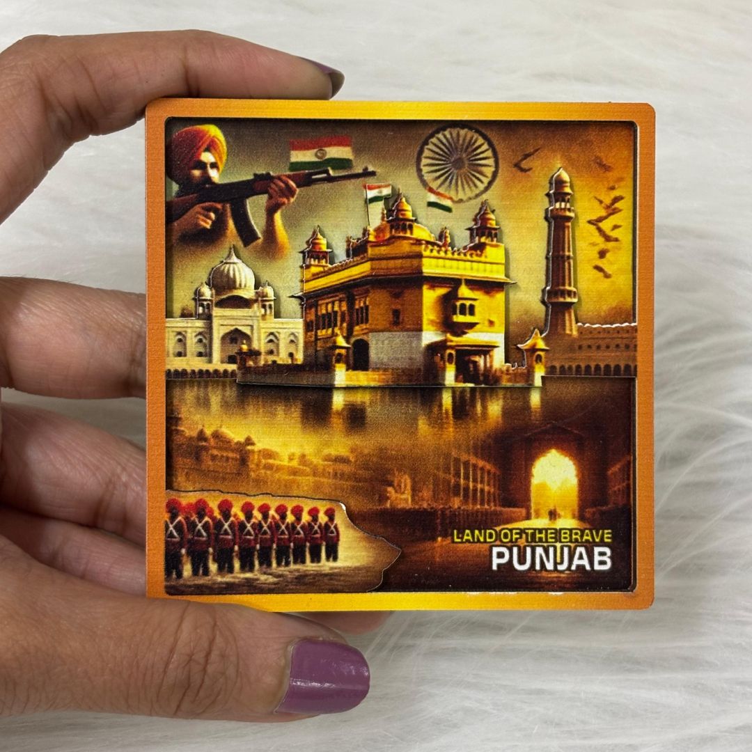Punjab Pride: Heritage & Honor - Souvenir Wooden Magnet
