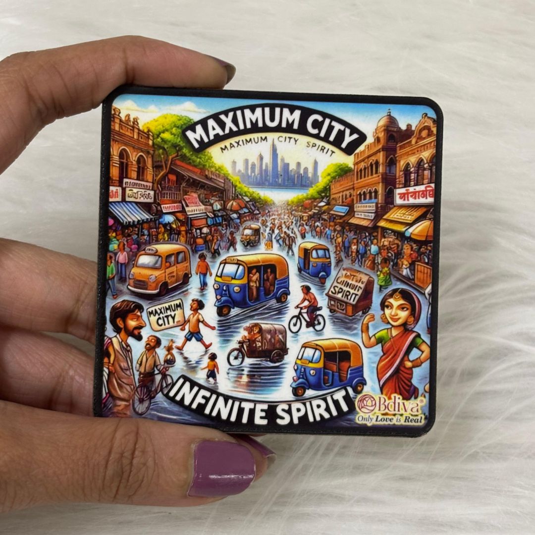 Maximum City, Infinite Vibes - Souvenir Wooden Fridge Magnet