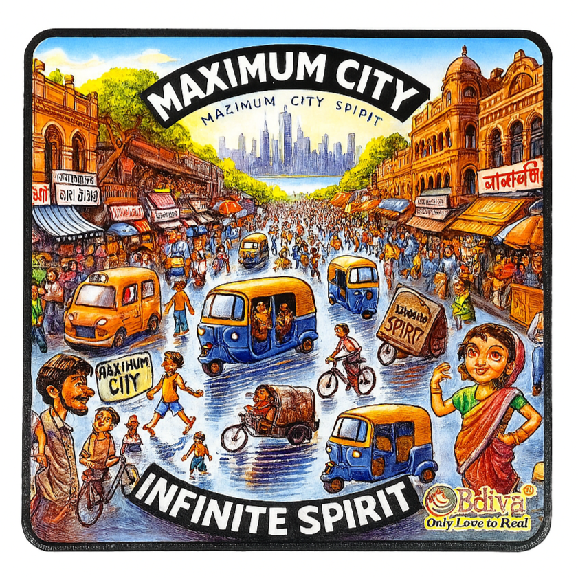 Maximum City, Infinite Vibes - Souvenir Wooden Fridge Magnet
