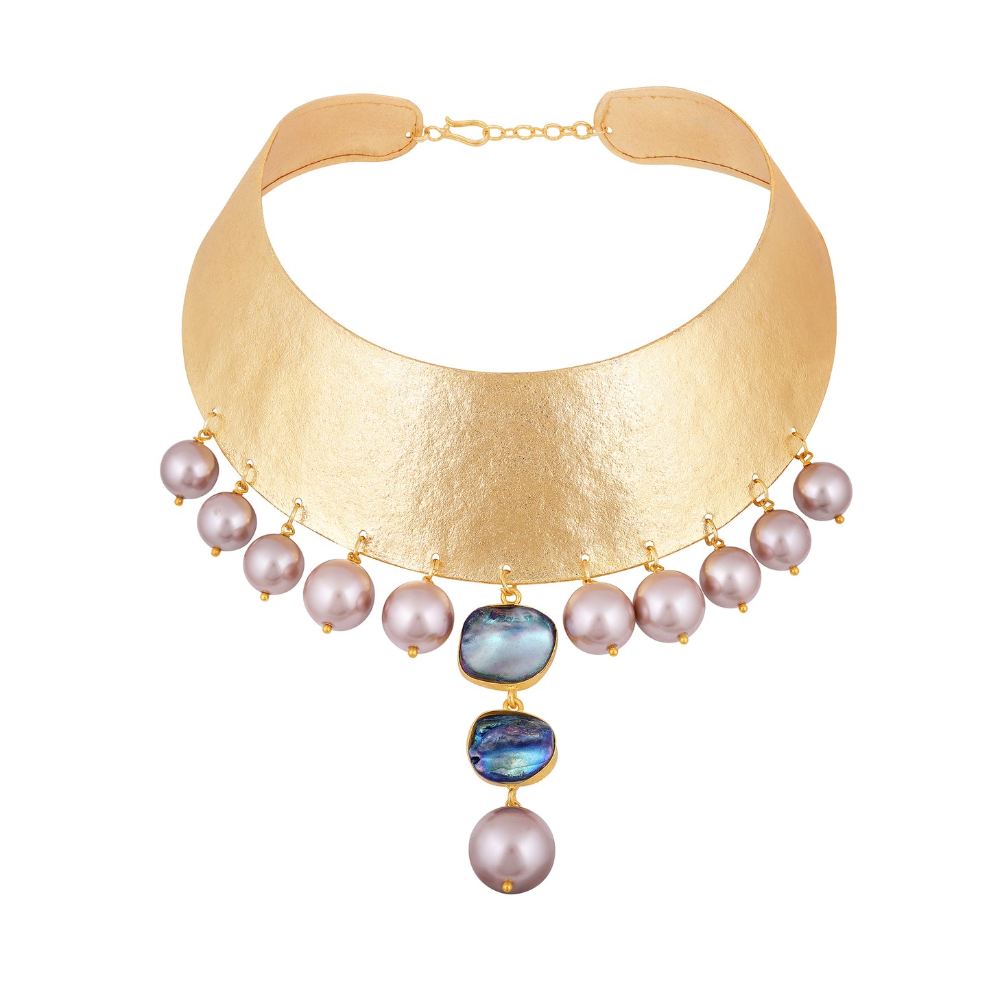 18K Gold Plated Indo-Western Blue Stone Pearl Choker.