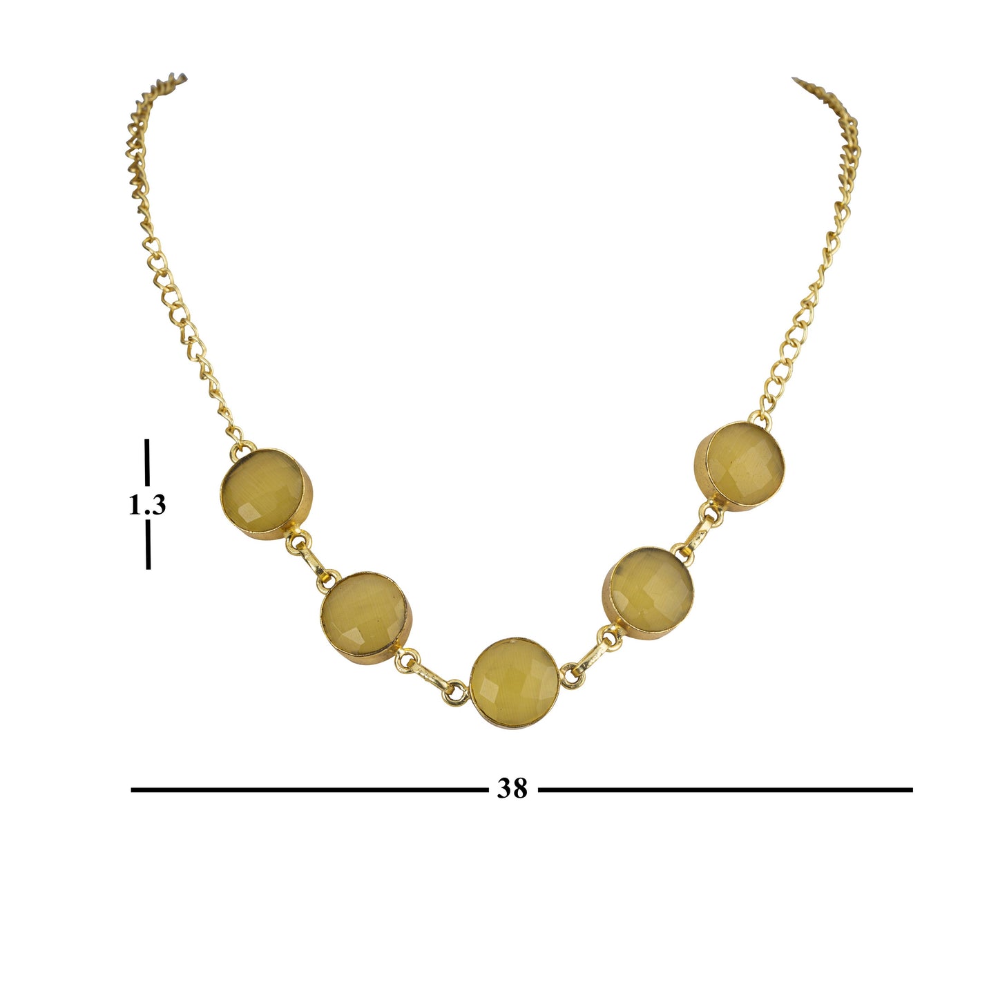 Bdiva 18K Gold Plated Five Stone Yellow Citrine Necklace.