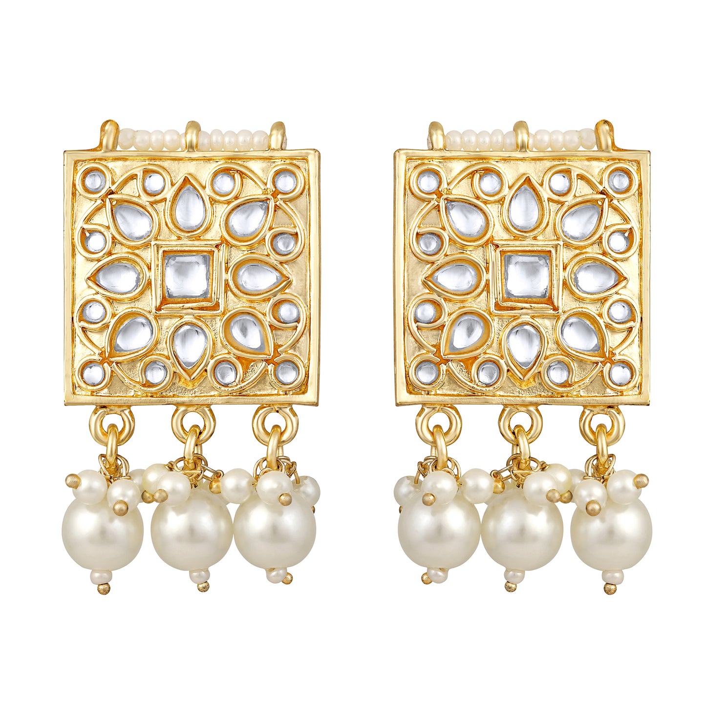 Bdiva 18K Gold Plated Kundan Semi Cultured White Pearl Choker