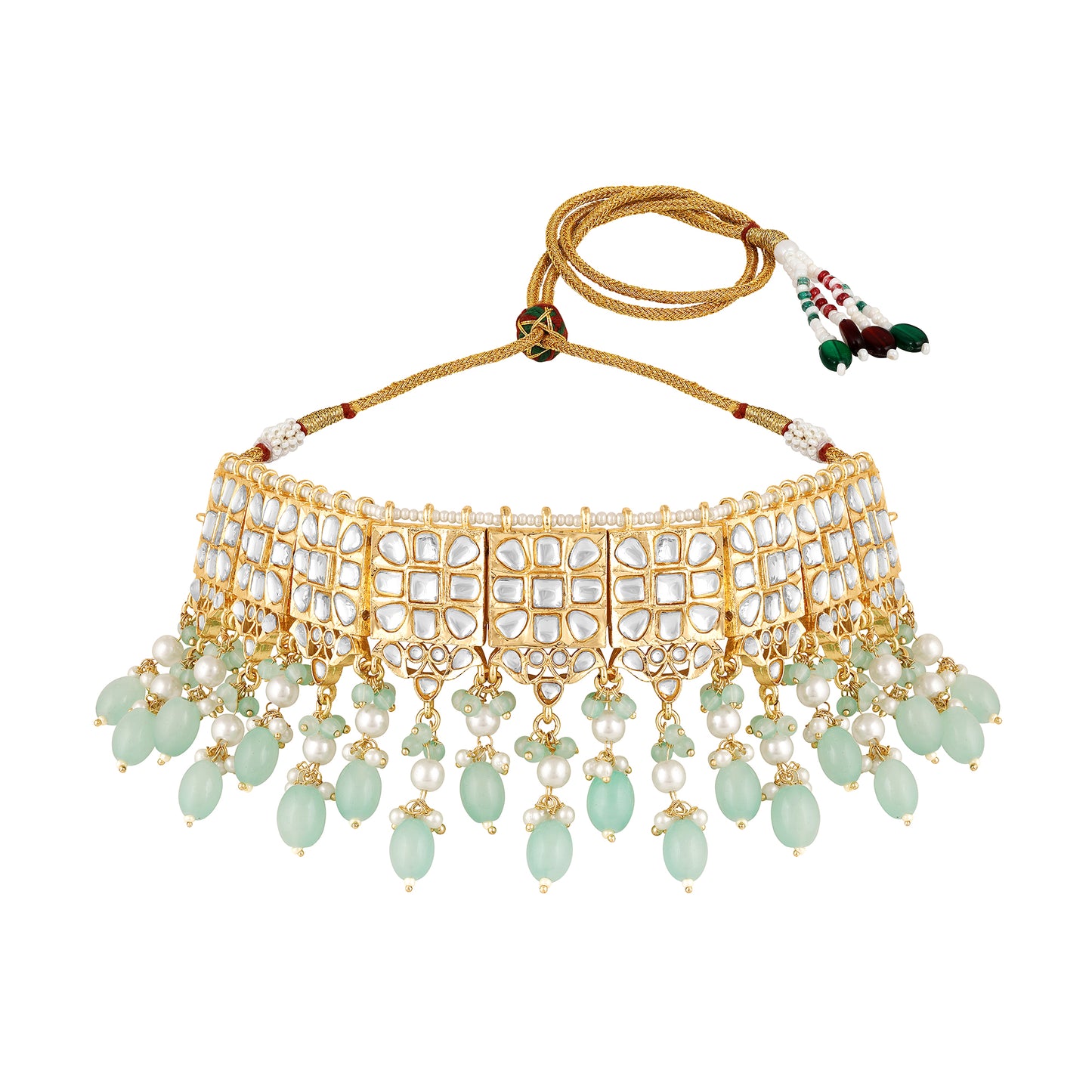 18K Gold Plated Heritage Green Kundan Choker Set