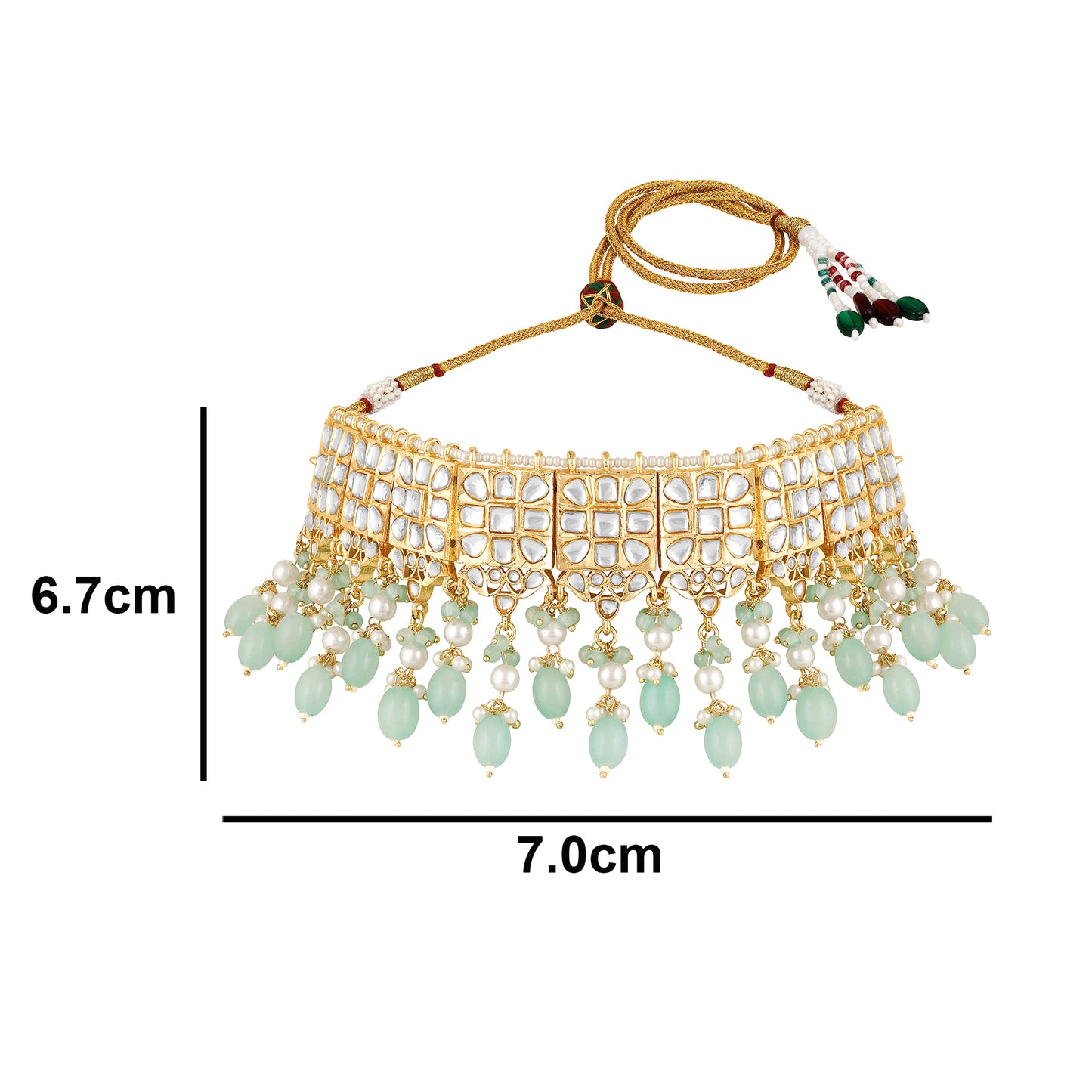 18K Gold Plated Heritage Green Kundan Choker Set