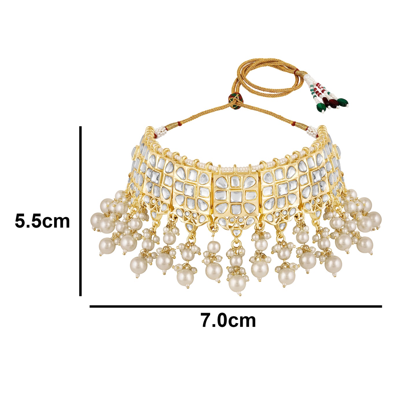18K Gold Plated Regal Kundan Pearl Choker Set