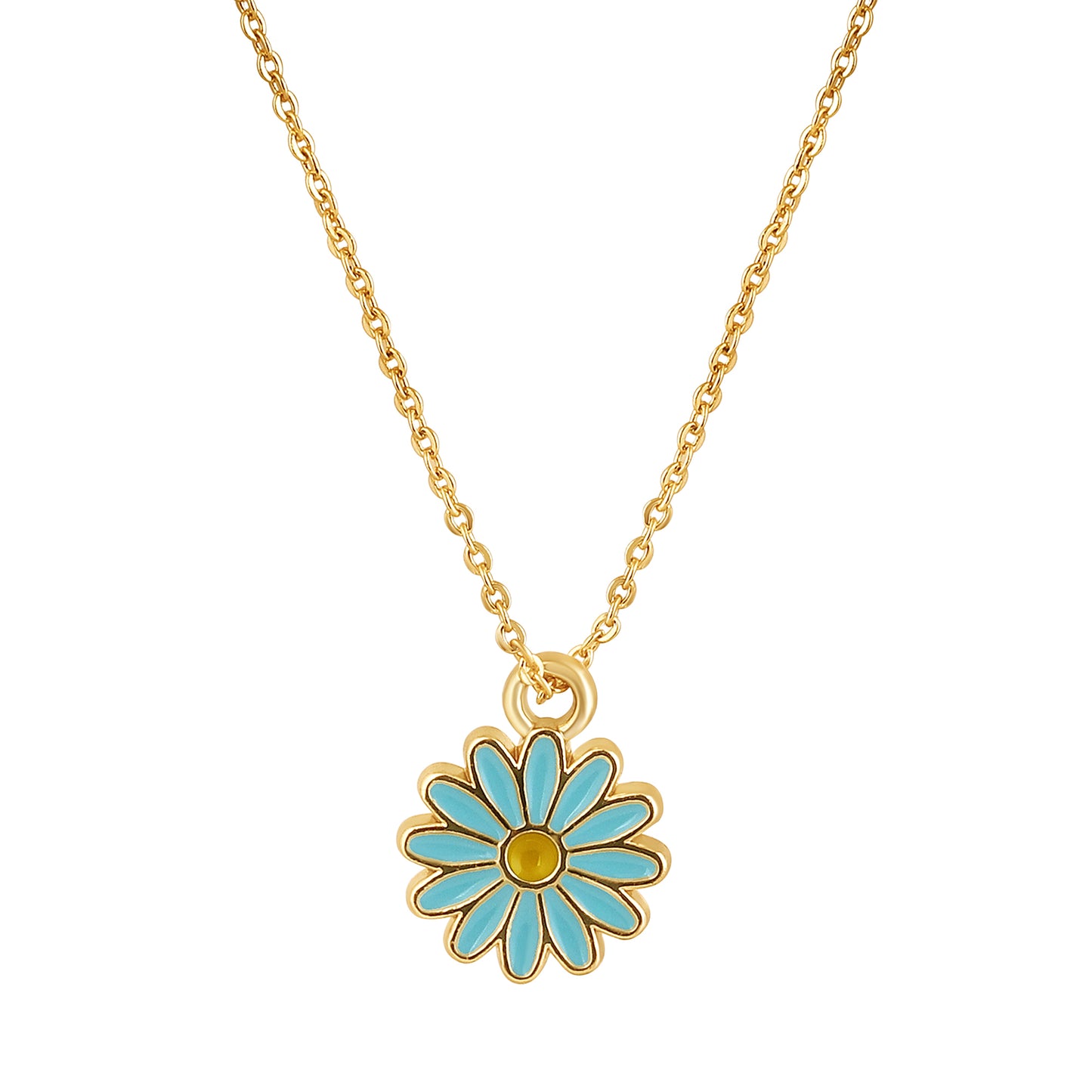 Bdiva Handcrafted 18k Gold-Plated Enamel Flower Pendant Set