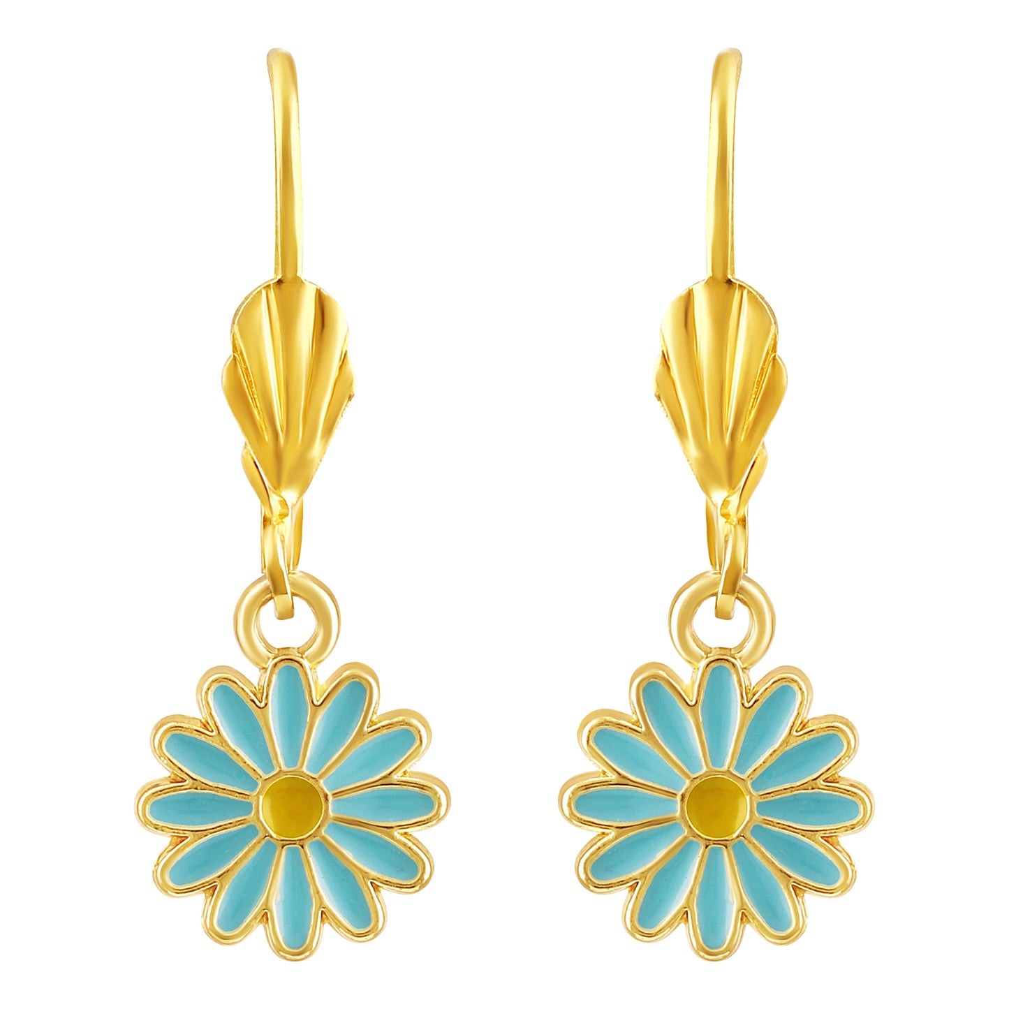 Bdiva Handcrafted 18k Gold-Plated Enamel Flower Pendant Set