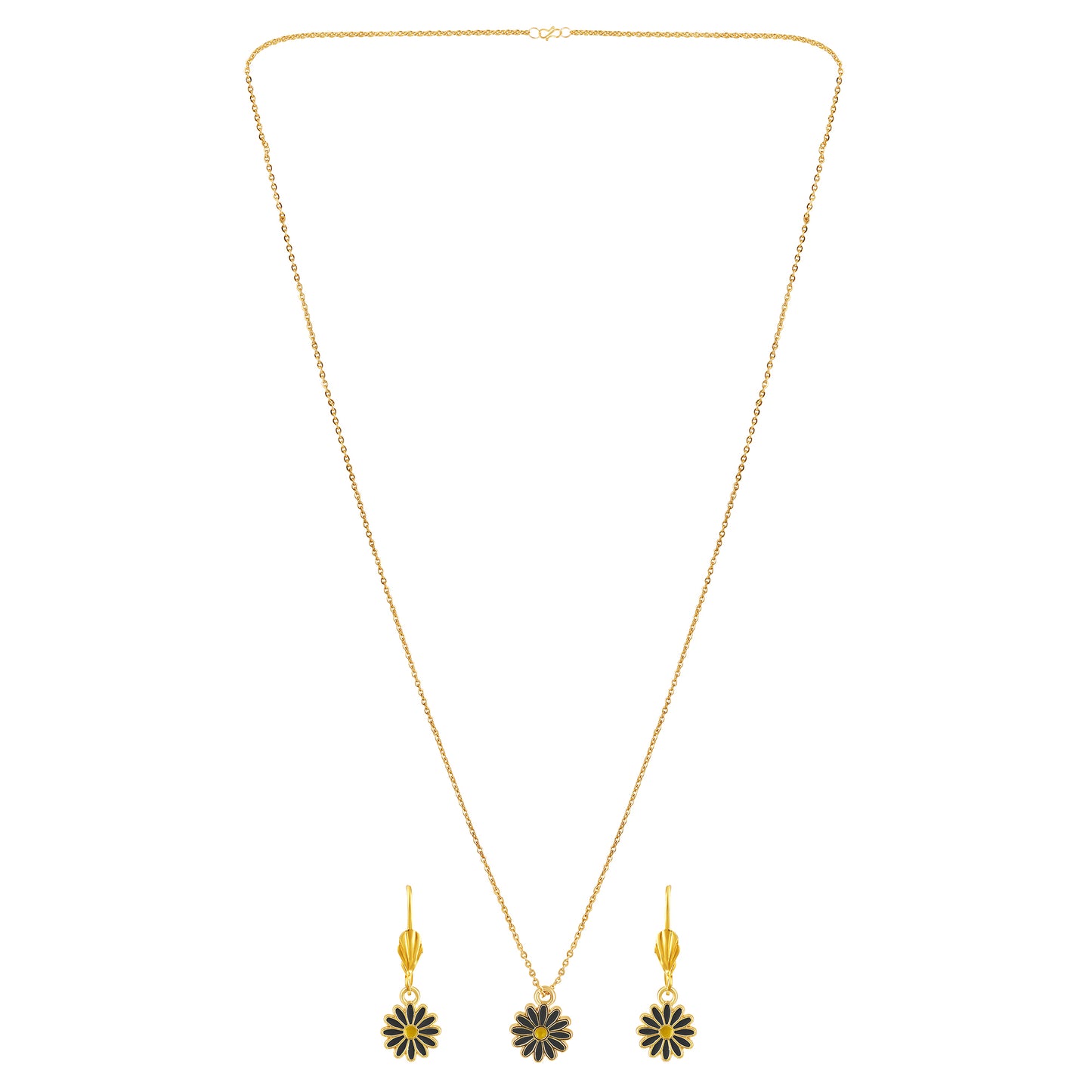 Bdiva Handcrafted 18k Gold-Plated Enamel Flower Pendant Set