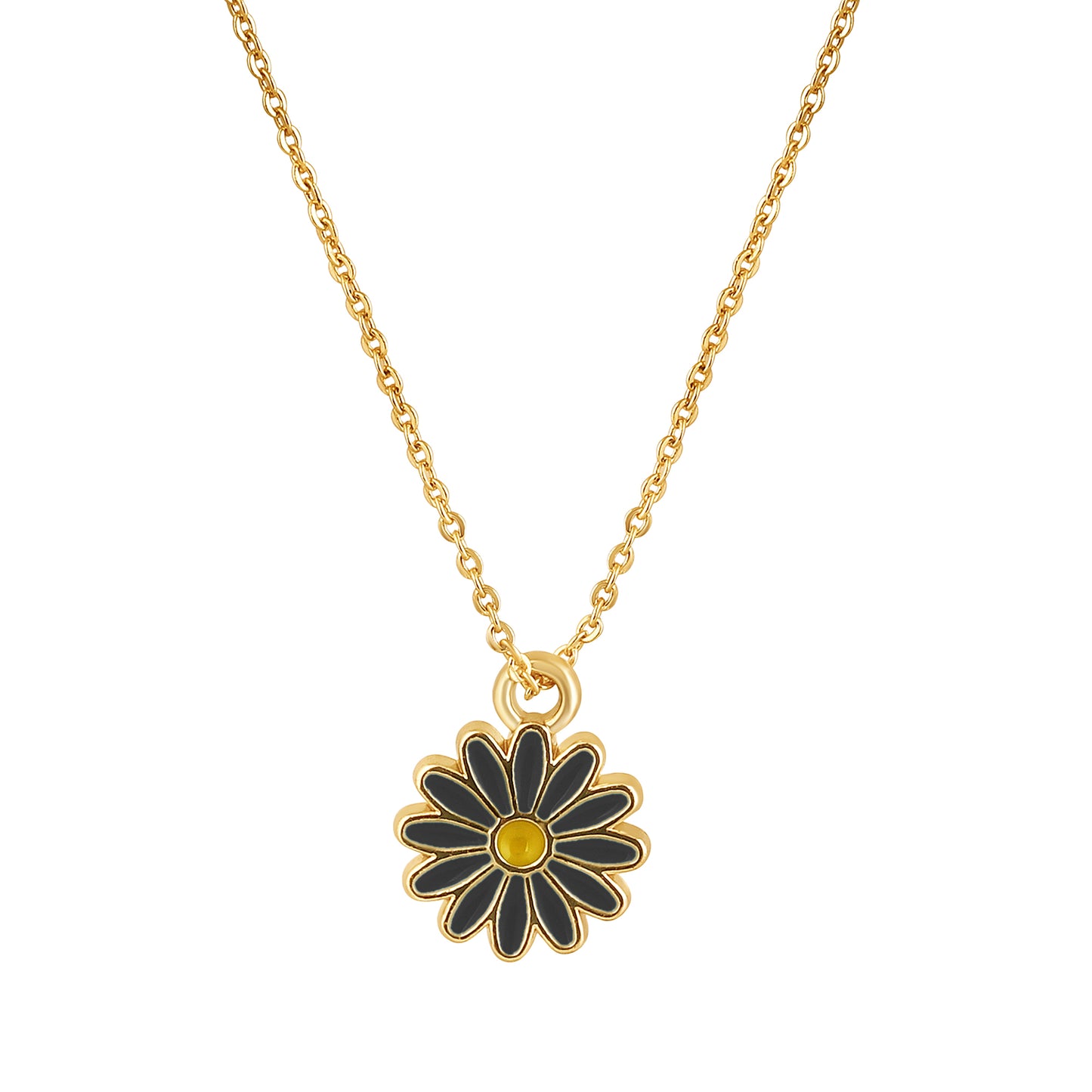 Bdiva Handcrafted 18k Gold-Plated Enamel Flower Pendant Set